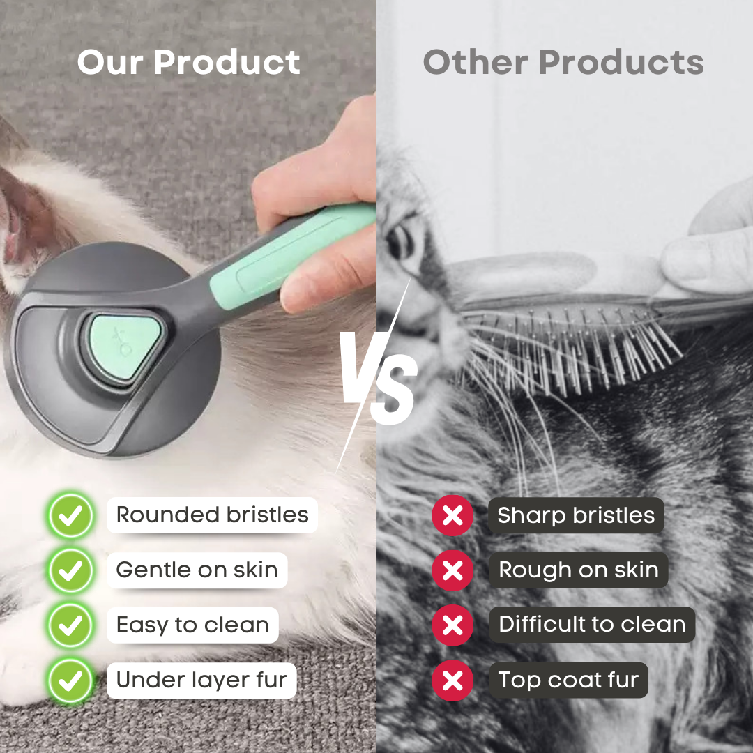 Furry Cat Brush | Self-Cleaning Grooming Brush for Loose Hair, Tangles, and Massaging Cats