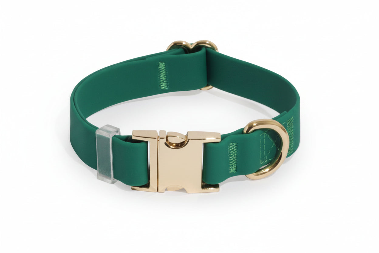 Meadow Green Waterproof Dog Collar | Adjustable Durable Pet Collar with Rust-Resistant Buckle for Small to Large Dogs