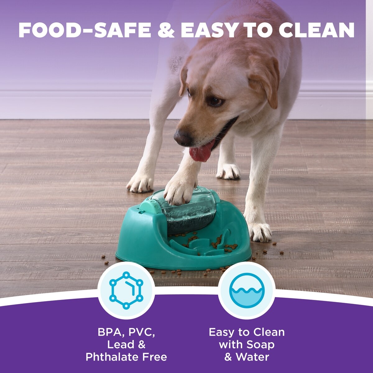 Interactive Spin N' Eat Dog Puzzle Feeder & Slow-Feed Toy, Mental Stimulation Game for Dogs, Green, One-Size, 2-Cup Capacity | Engaging Pet Activity for Anxiety Relief & Slower Eating