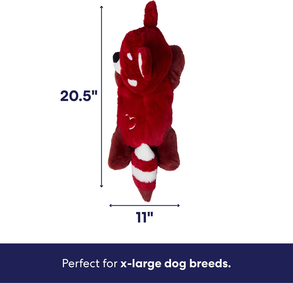 Jumbo Red Panda Plush Dog Toy with Squeakers, Extra-Large Size | Soft & Cuddly Indoor Toy for Fetch & Play, Valentine’s Day Edition