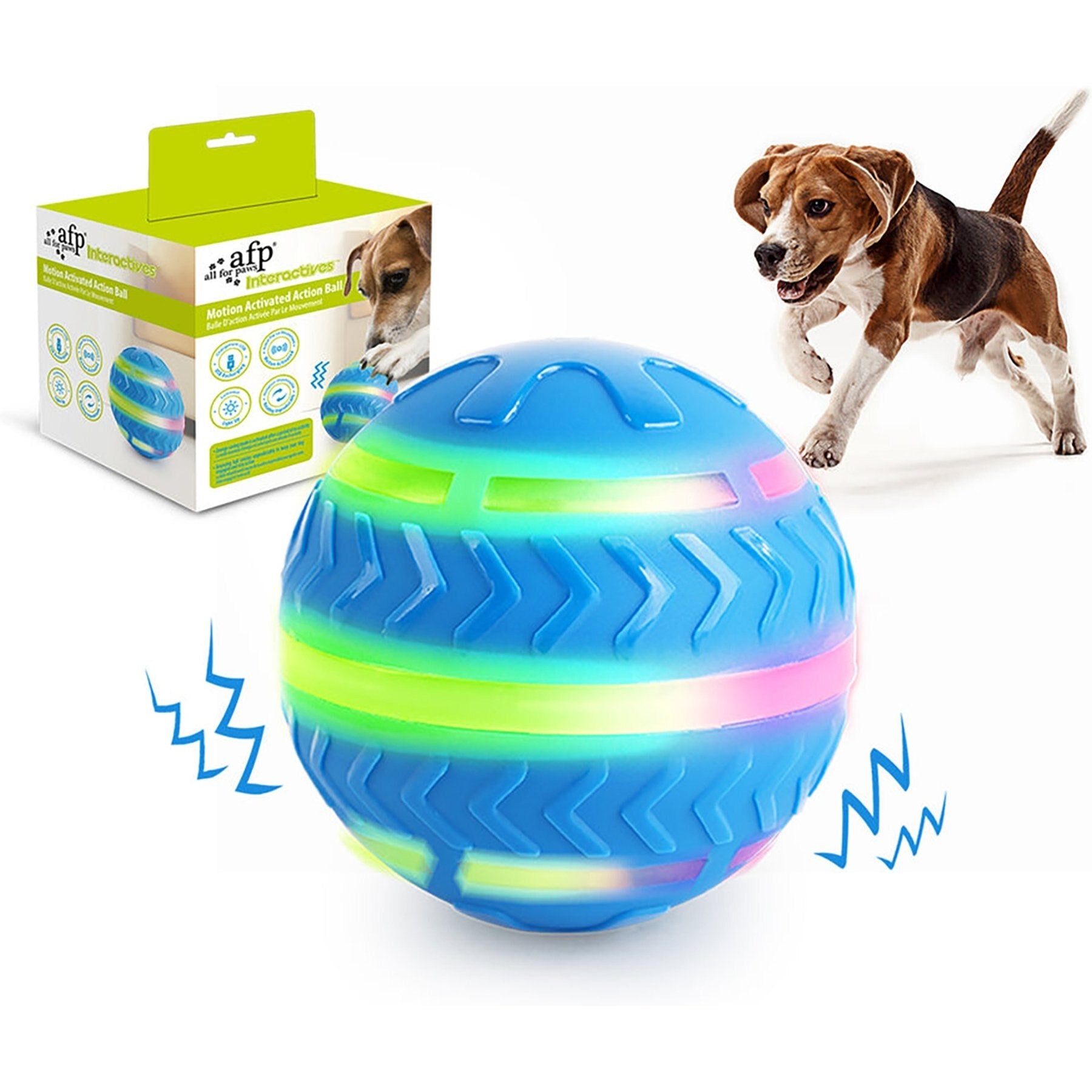 Motion Activated Interactive Dog Toy Ball with LED Lights, 3.3-Inch | USB Rechargeable, Irregular Rolling & Bouncing for Playtime Fun & Mental Stimulation