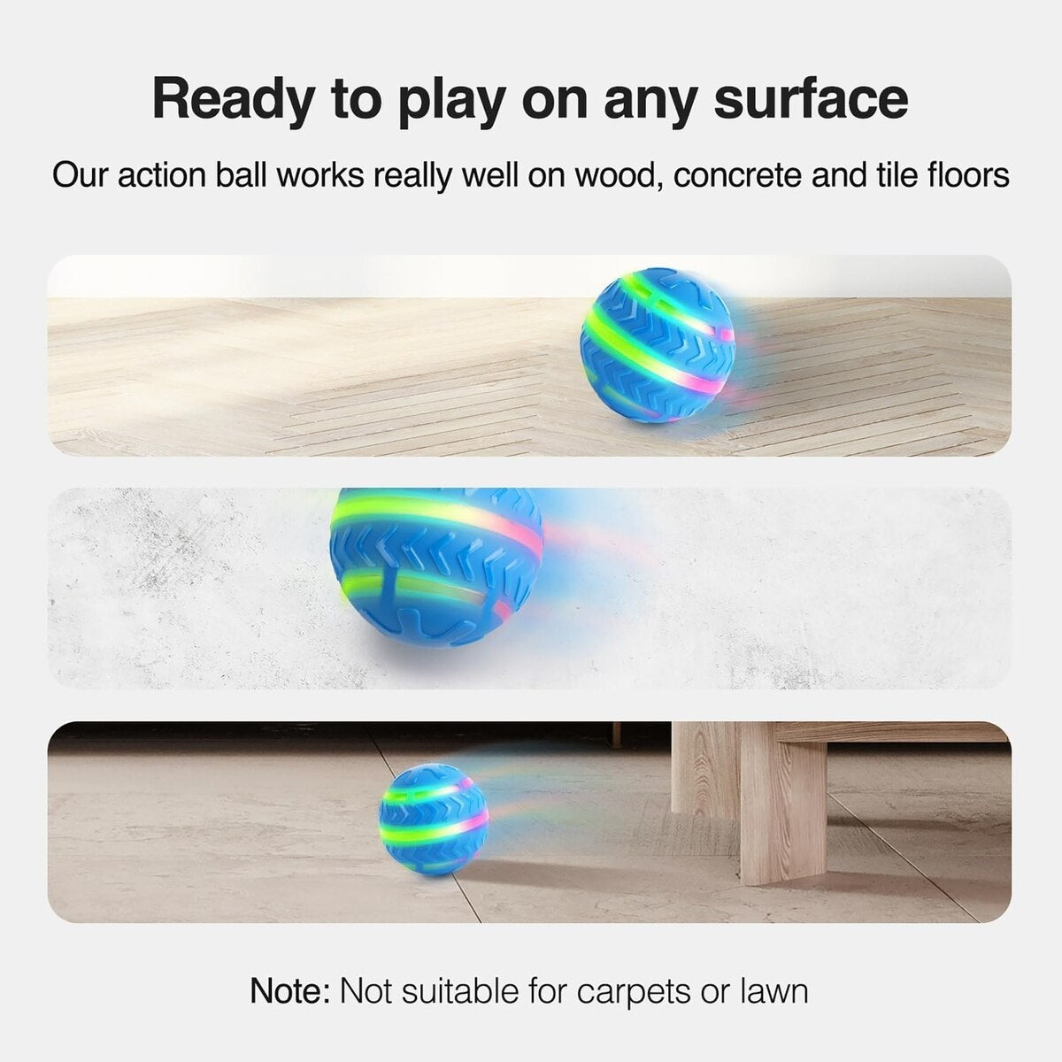 Motion Activated Interactive Dog Toy Ball with LED Lights, 3.3-Inch | USB Rechargeable, Irregular Rolling & Bouncing for Playtime Fun & Mental Stimulation