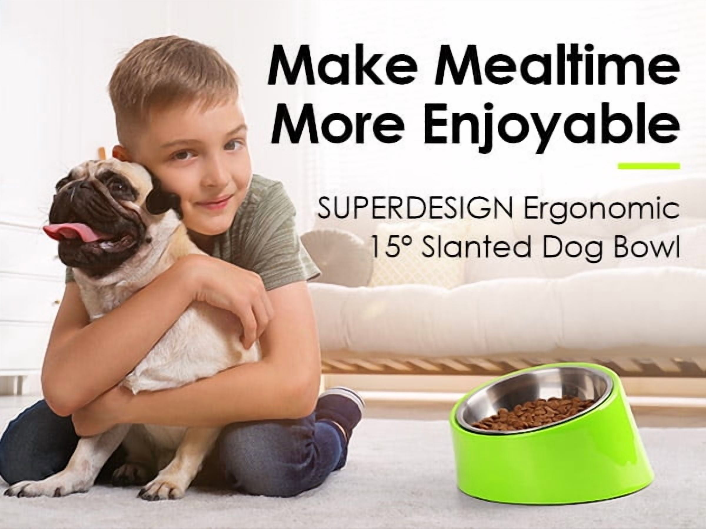Ergonomic Slanted Dog Bowl for Dogs and Cats, 15° Tilted Design, Non-Spill & Non-Skid Feeder, Easy Reach Food Bowl for Better Digestion, 1-Cup Capacity, Bright Orange
