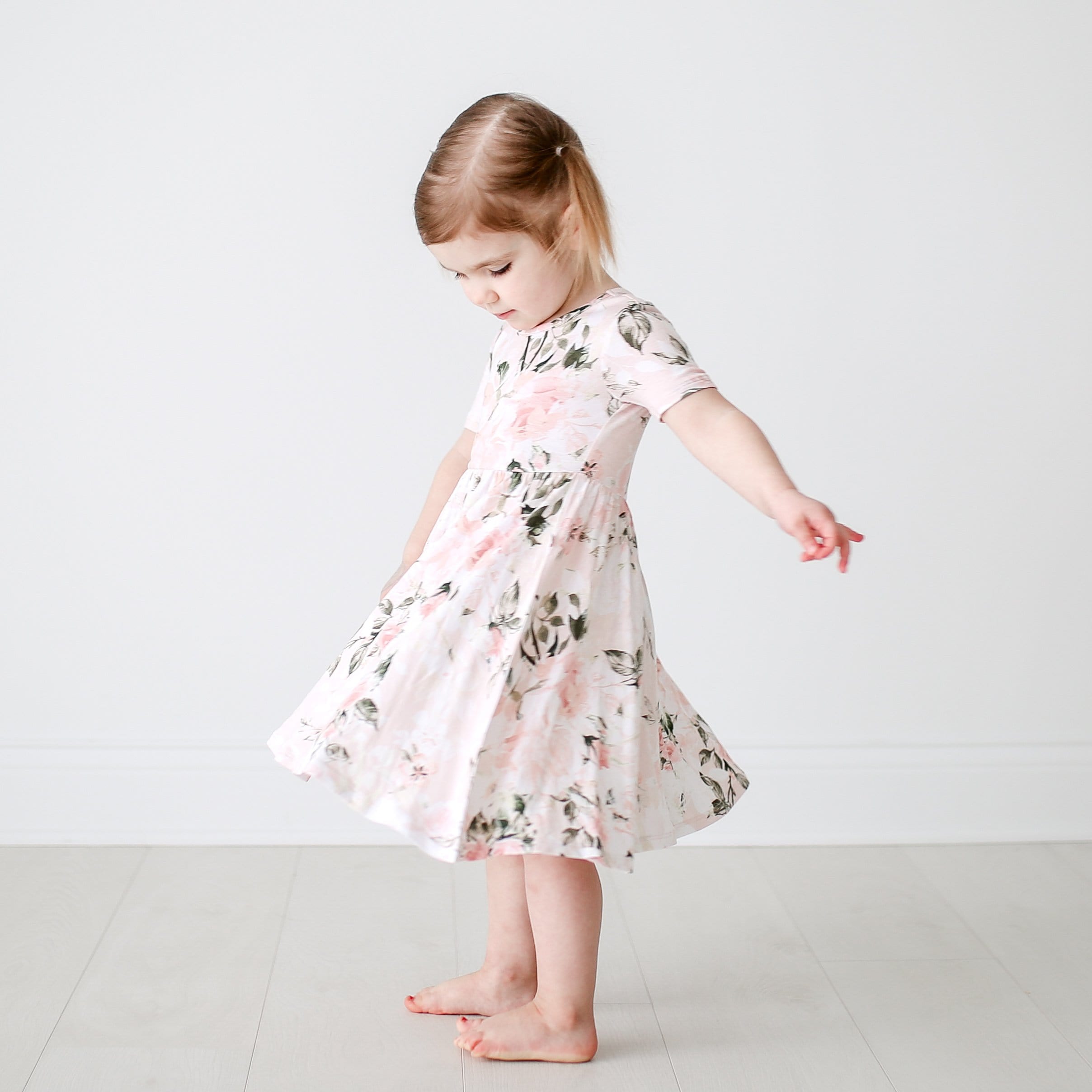 Vintage Pink Rose Twirl Dress