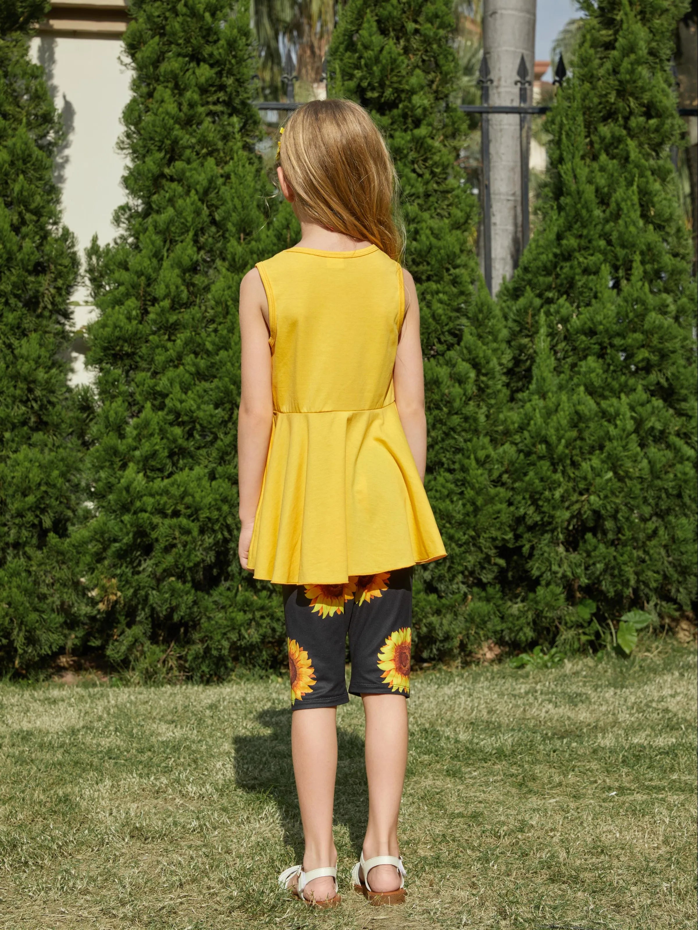 Toddler/Kid Girl 2pcs Tunie Top and Leggings Set Yellow