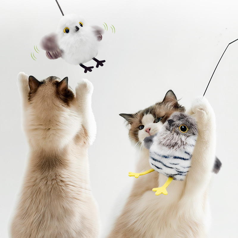 Interactive Flying Bird Cat Toy | Touch Activated Rechargeable Hanging Toy with Realistic Wing Motion