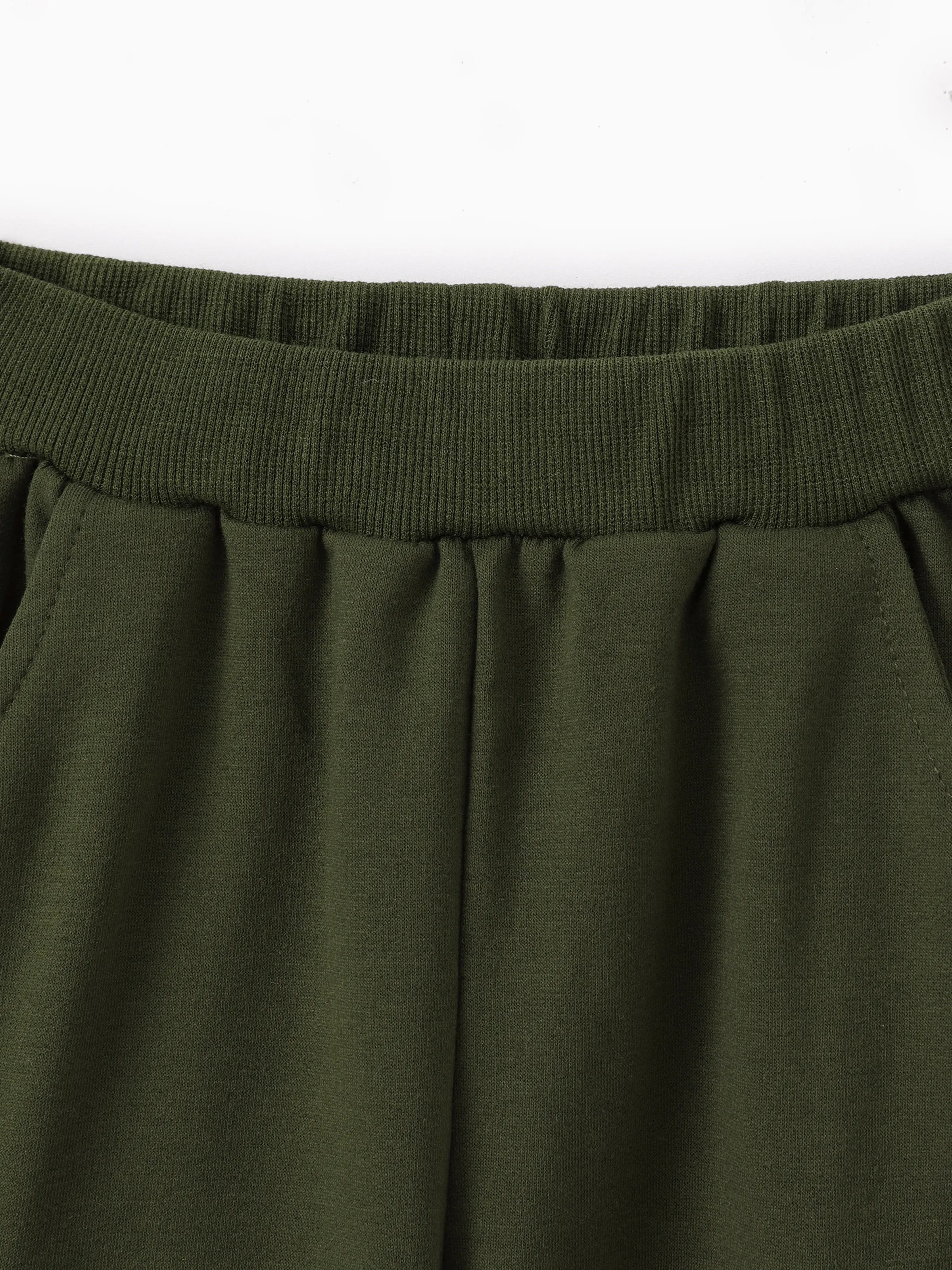 2pcs Todder Boy Cotton Stripe Set with Patch Pocket Army green