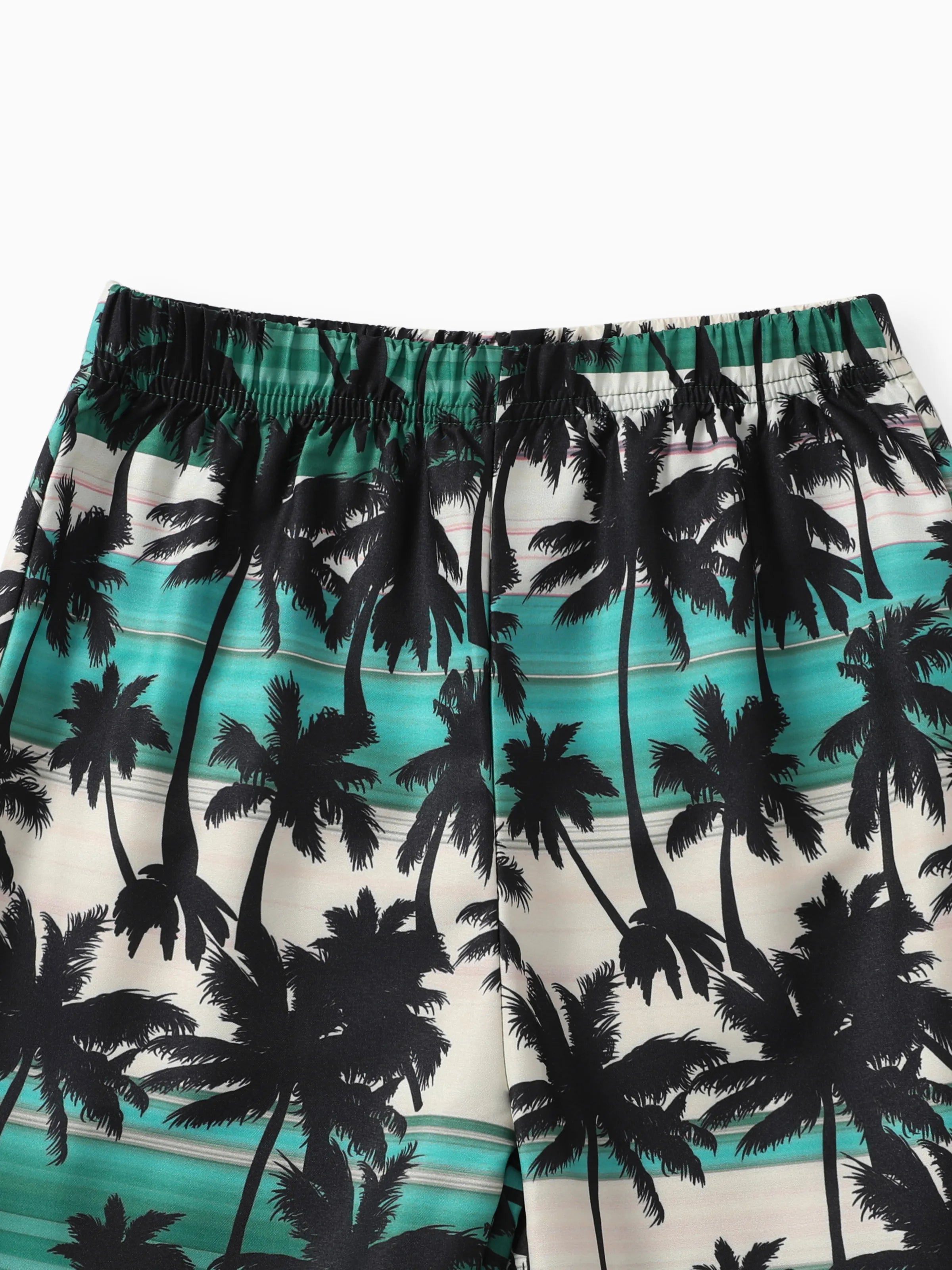 Tropical Floral 2pcs Suit for Boys in Polyester-Spandex Blend Green