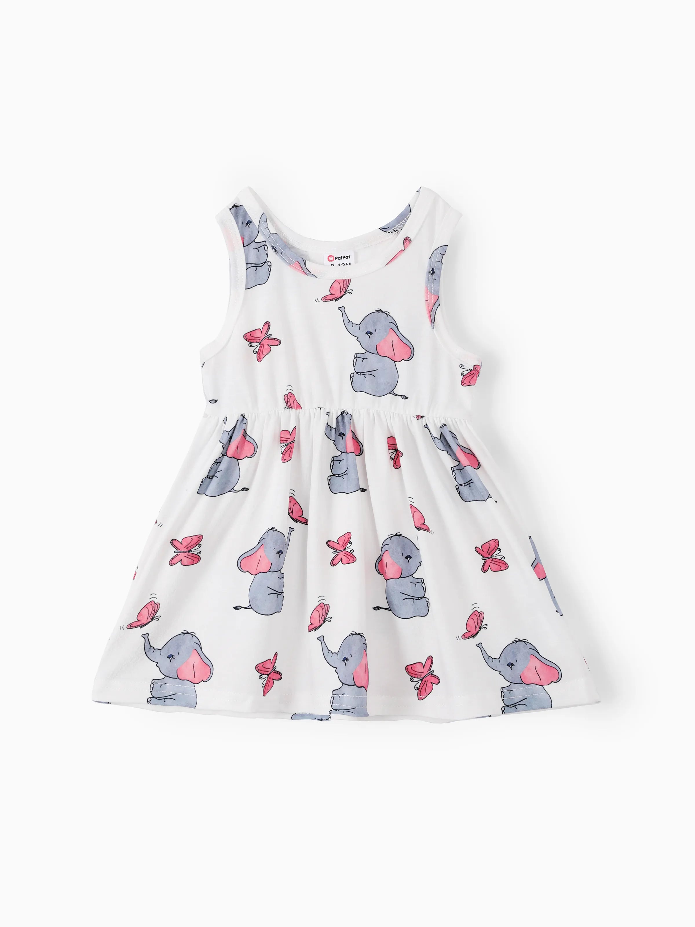 2pcs Baby Girl Pink Cardigan and Elephant Print Dress Set Pink