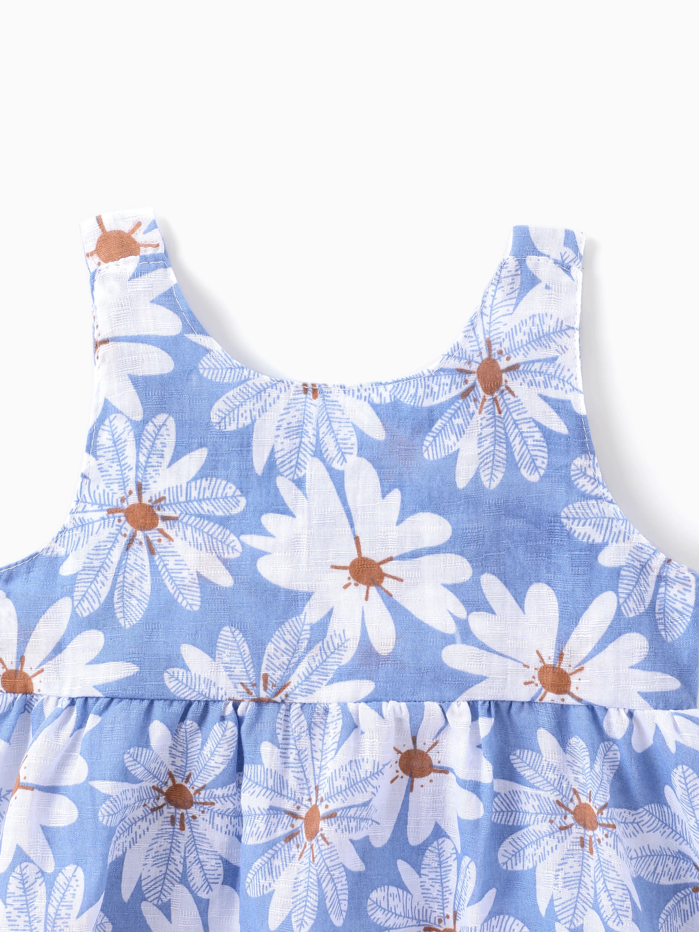 2pcs Baby Girl Little Daisy Bowknot Dress Set Blue