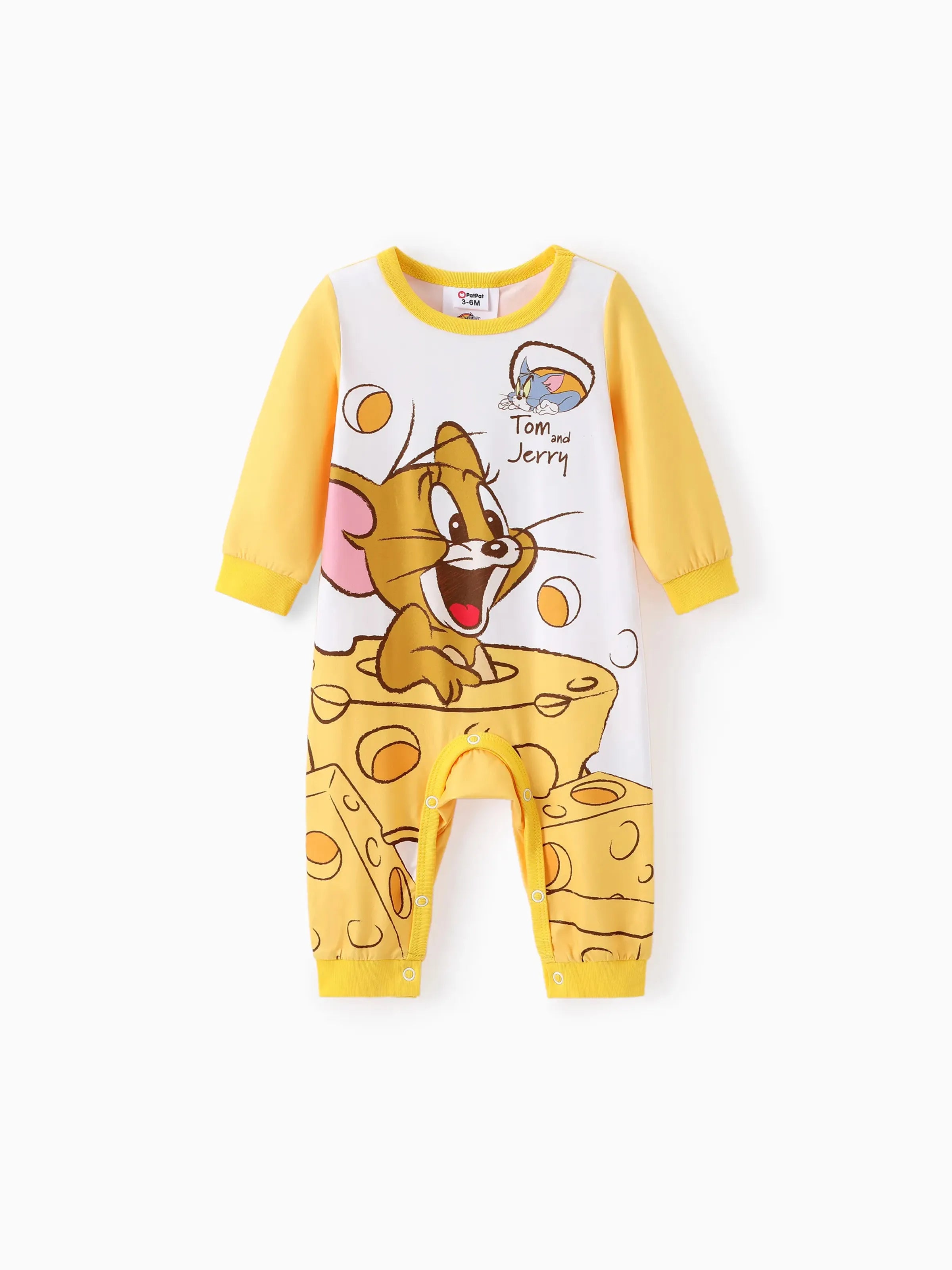 Tom and Jerry Baby Boy/Girl Cute Pattern Print Jumpsuit Yellow