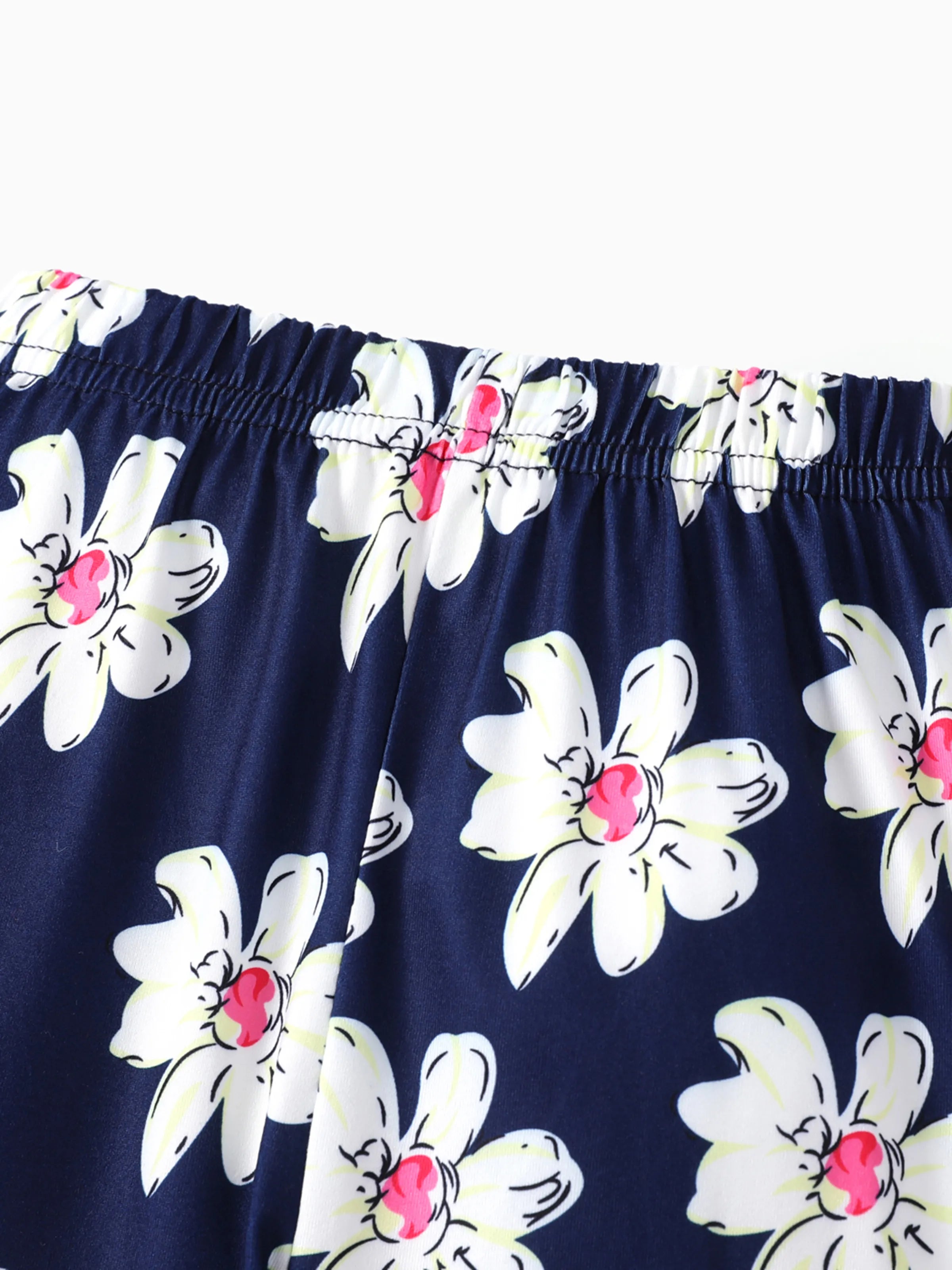 2-piece Kid Girl Bowknot Ruffled Long-sleeves Tee and Flower Allover Print Pants Light Purple