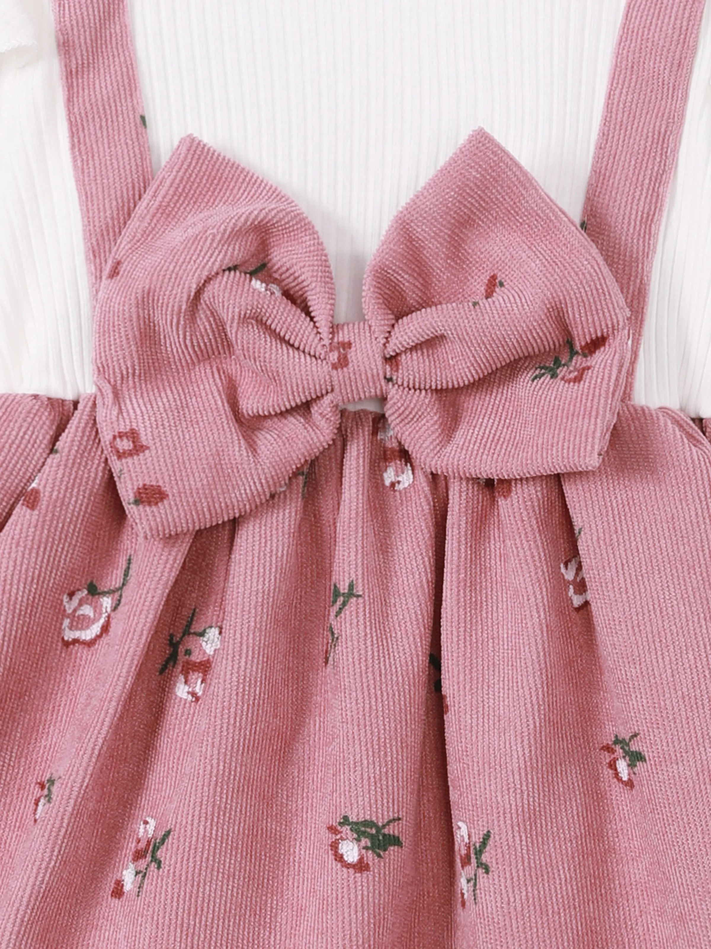 2pcs Baby Girl Floral Print Combo Dress with Headband Set ColorBlock