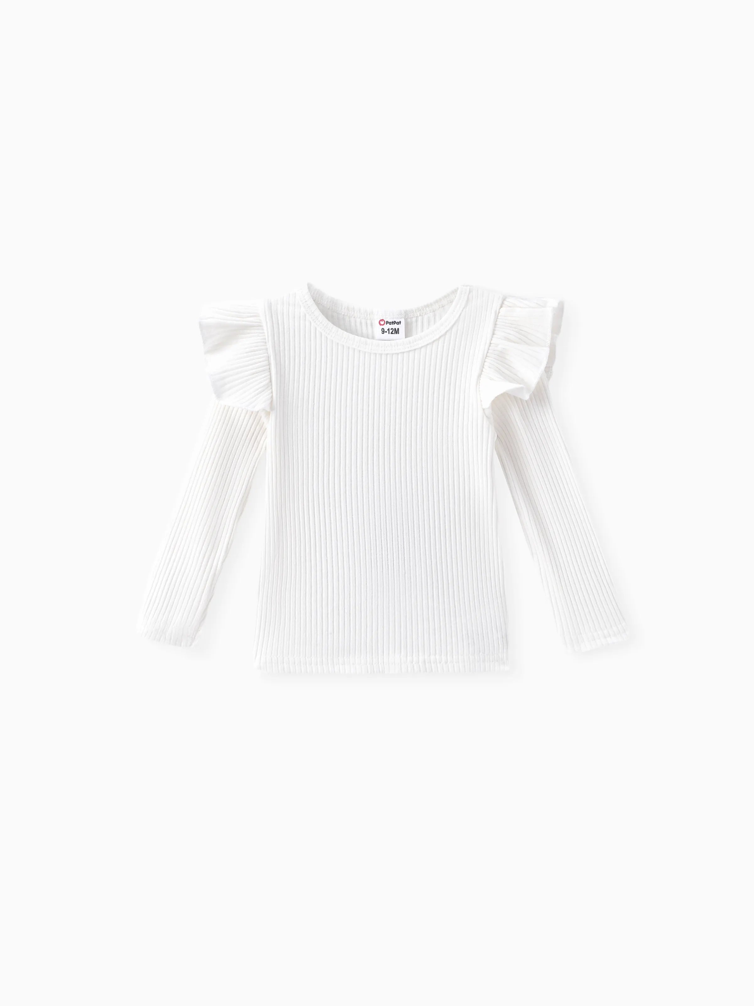 3pcs Baby Girl 95% Cotton Ribbed Ruffle Long-sleeve Top and Bow Front Skirt & Headband Set Pink