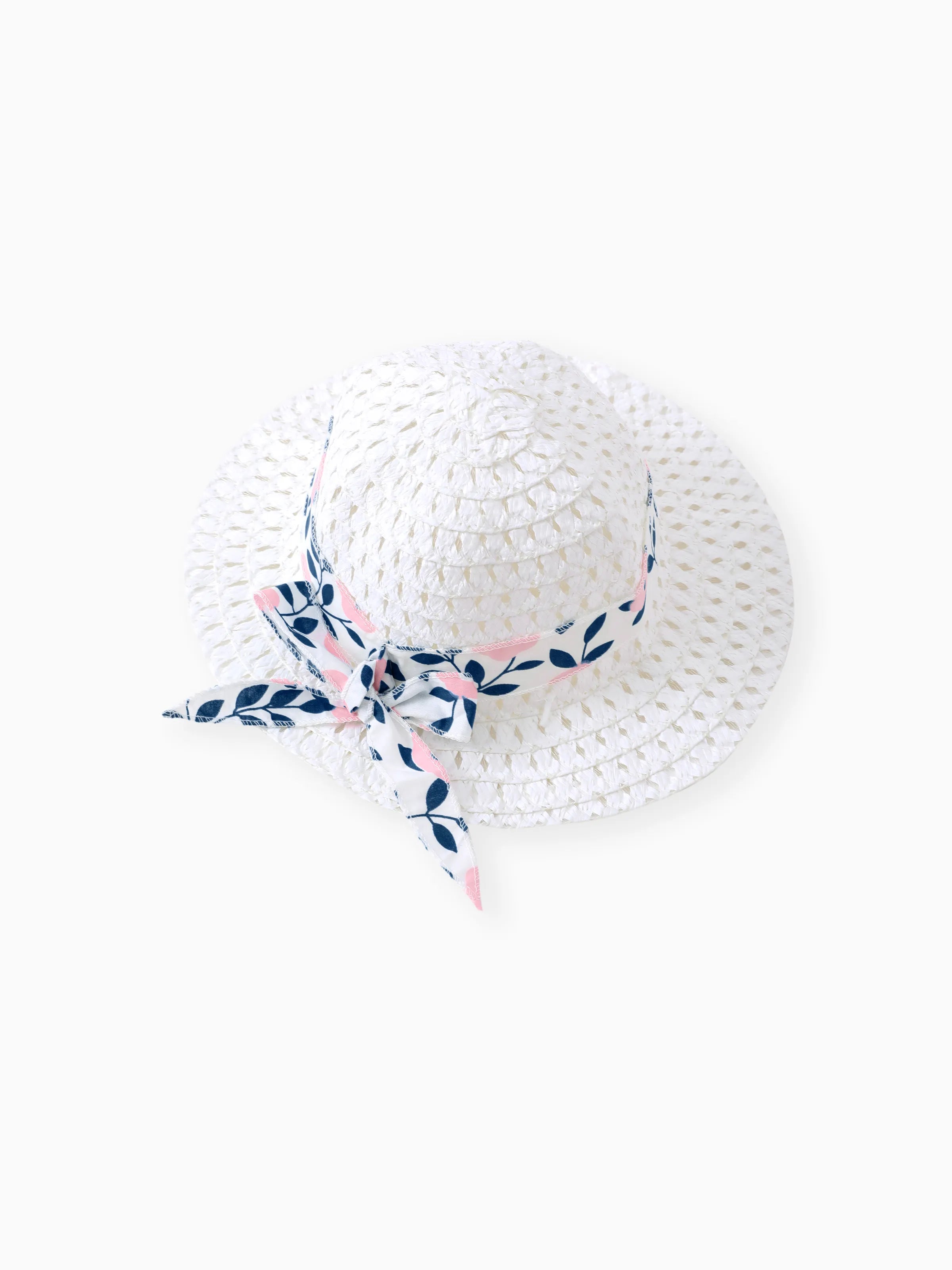 2pcs Floral Print Bowknot Sleeveless Baby Dress & Hat Set Pink