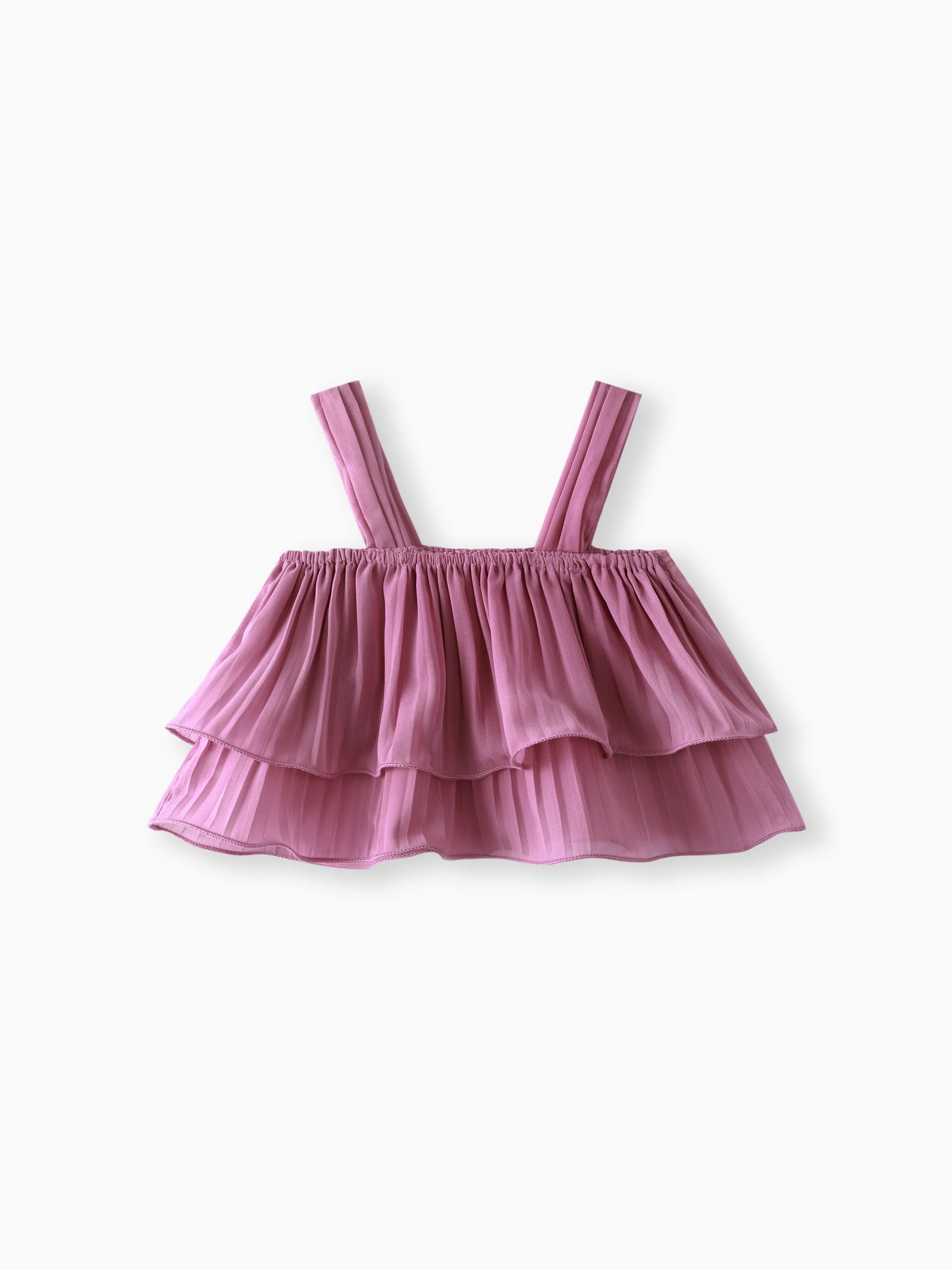2-Piece Baby/Toddler Girl Elegant Pleated Camisole and Shorts Set Roseo
