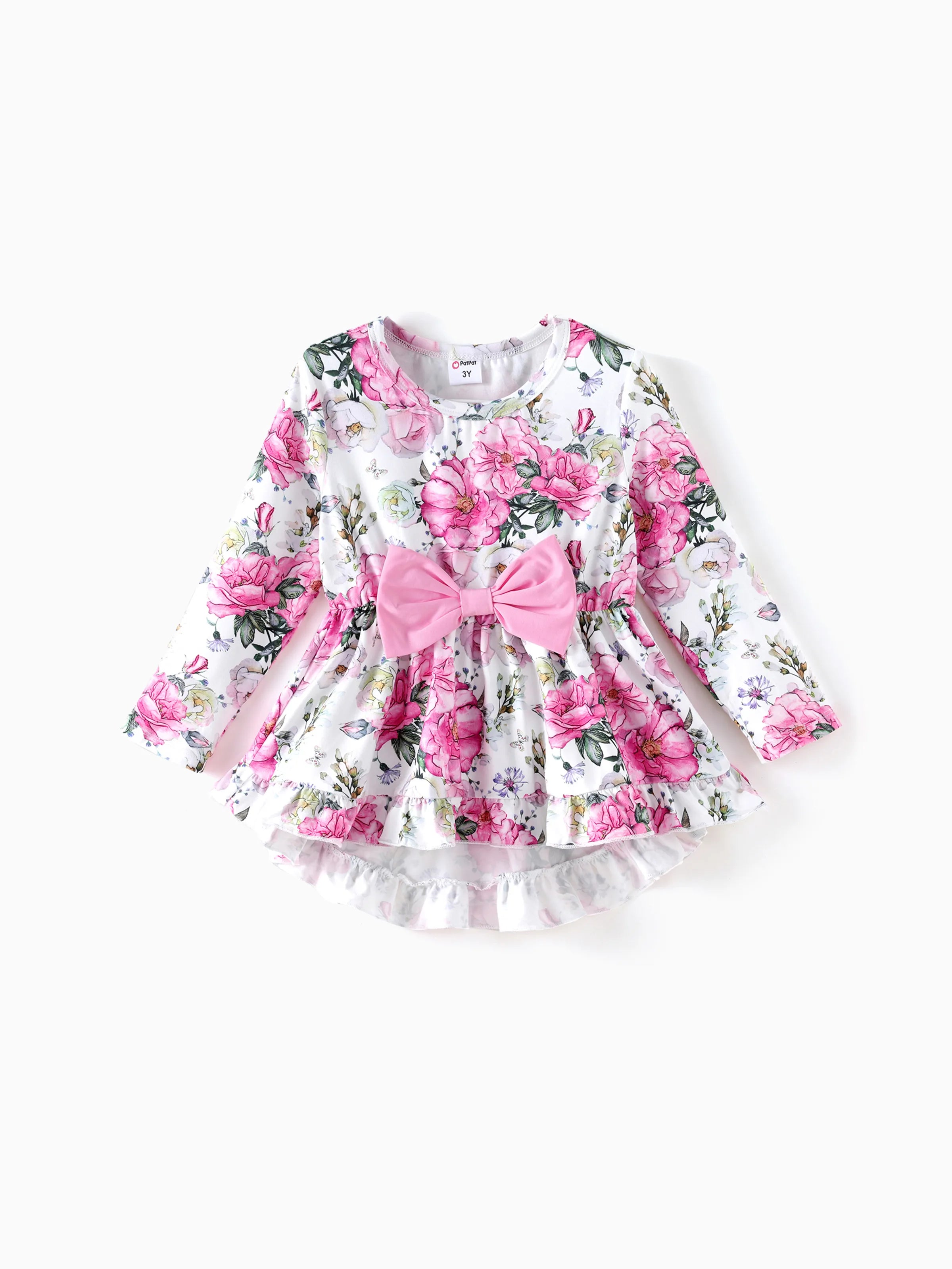 2PCS Childlike Toddler Girl Flower Hyper-Tactile Design Set Pink