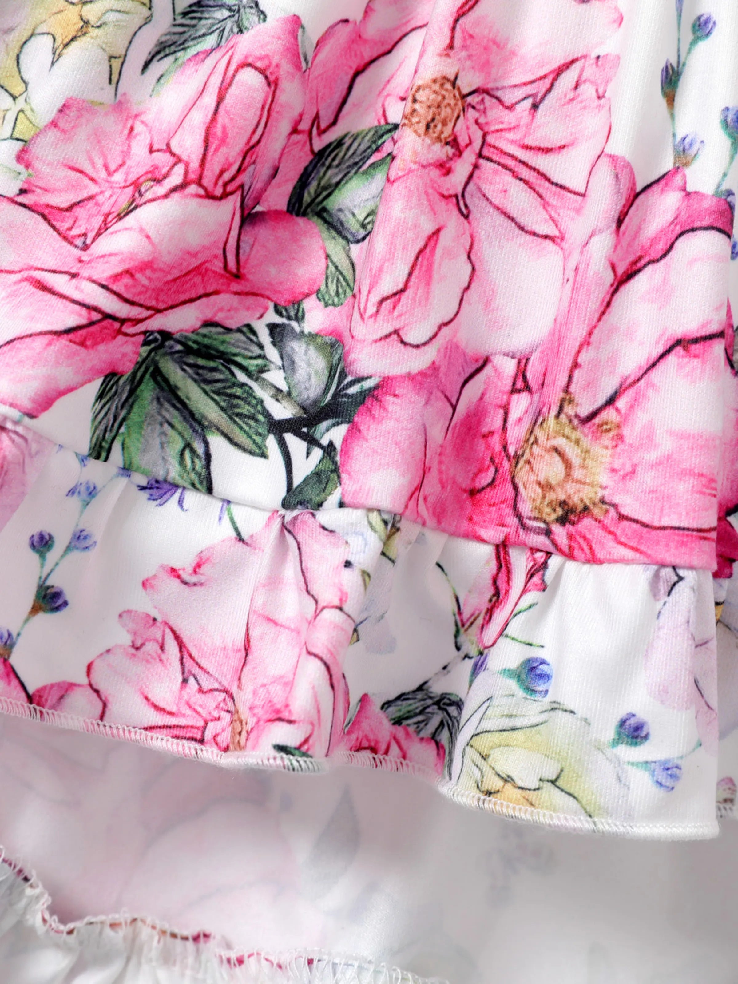 2PCS Childlike Toddler Girl Flower Hyper-Tactile Design Set Pink