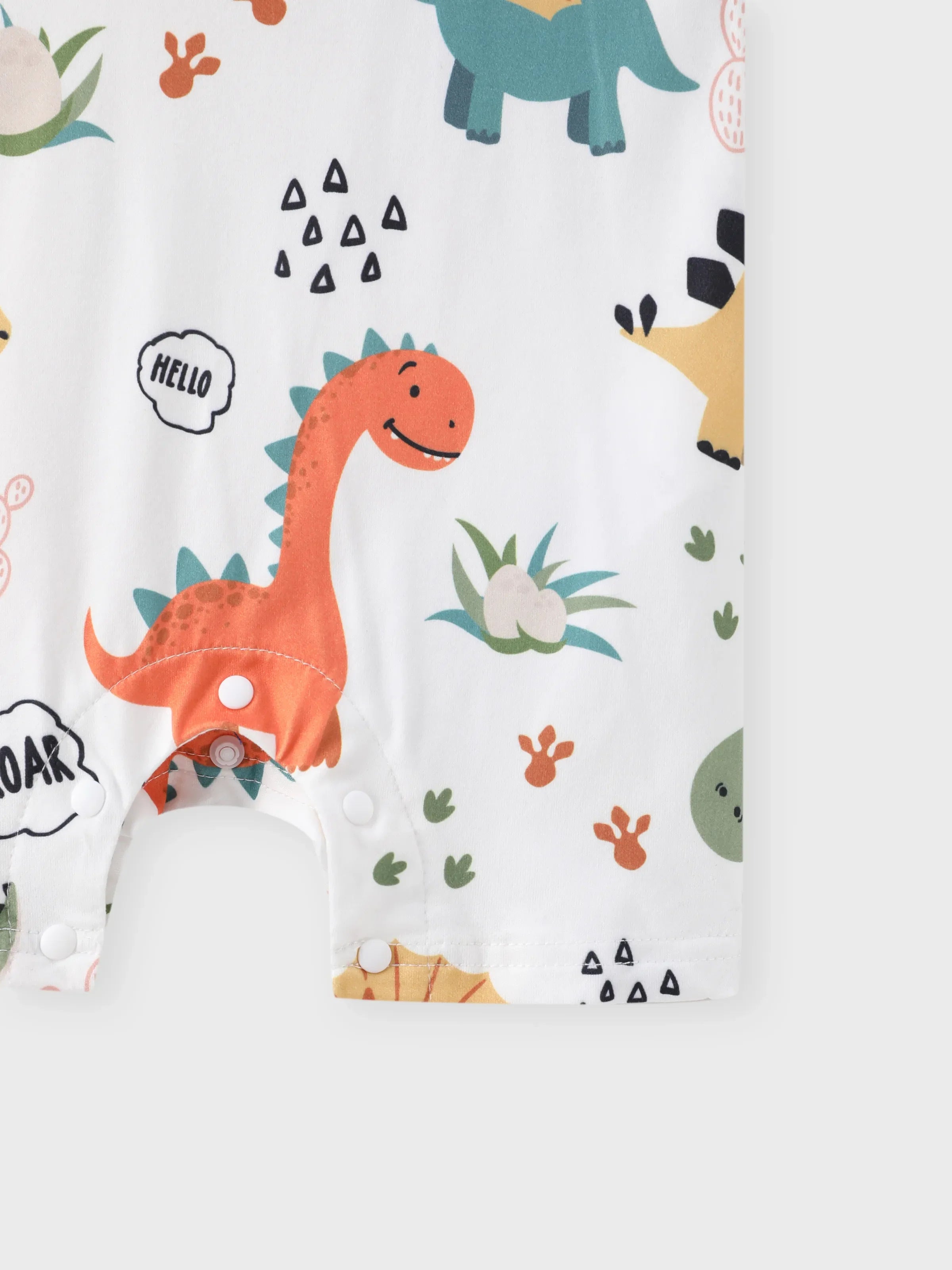 2pcs Baby Boy Short-sleeve Solid Tee and Allover Dinosaur Print Overall Romper Set Yellow