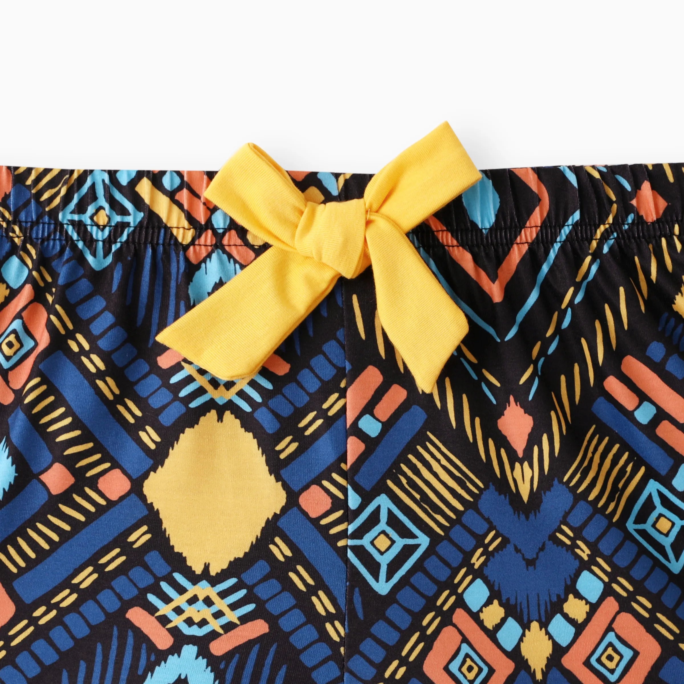 2pcs Kid Girl Yellow Halter Camisole and Bowknot Design Exotic Shorts Set Ginger-2