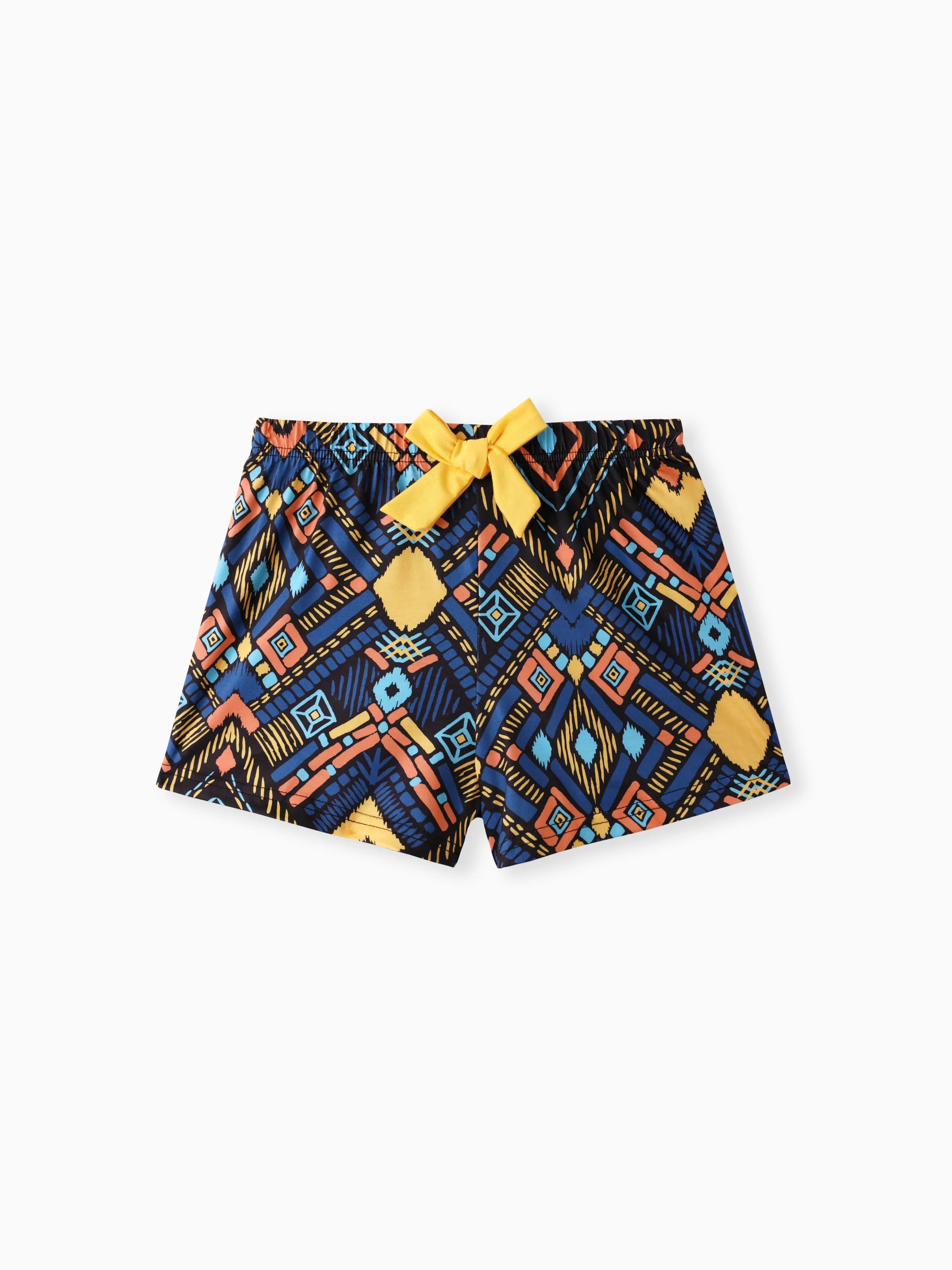 2pcs Kid Girl Yellow Halter Camisole and Bowknot Design Exotic Shorts Set Ginger-2