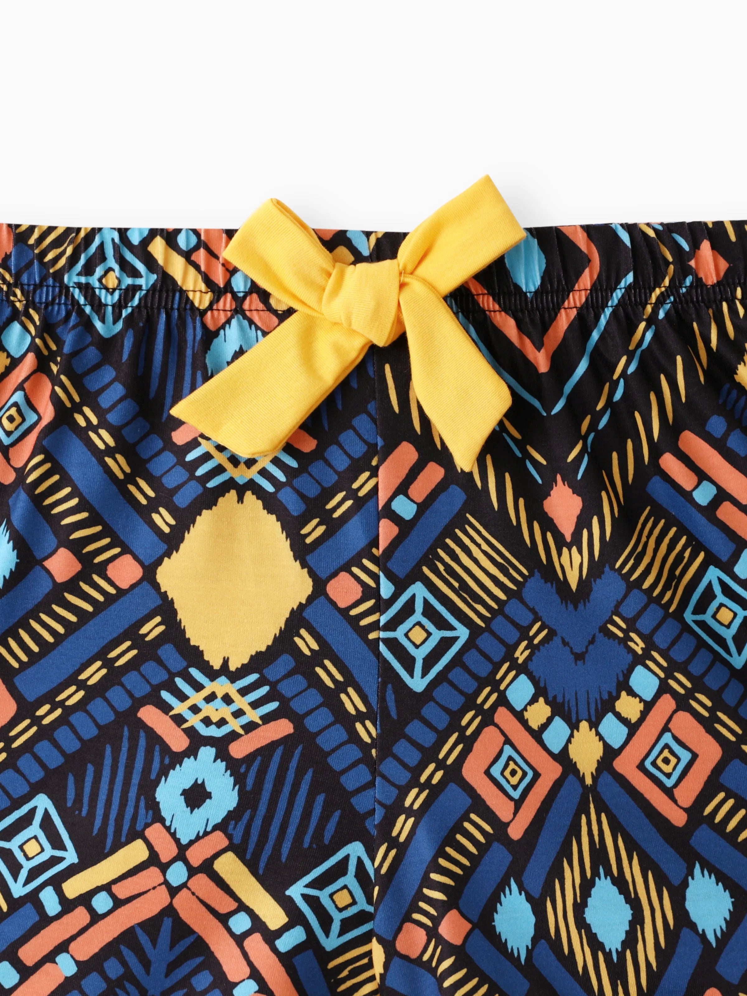 2pcs Kid Girl Yellow Halter Camisole and Bowknot Design Exotic Shorts Set Ginger-2