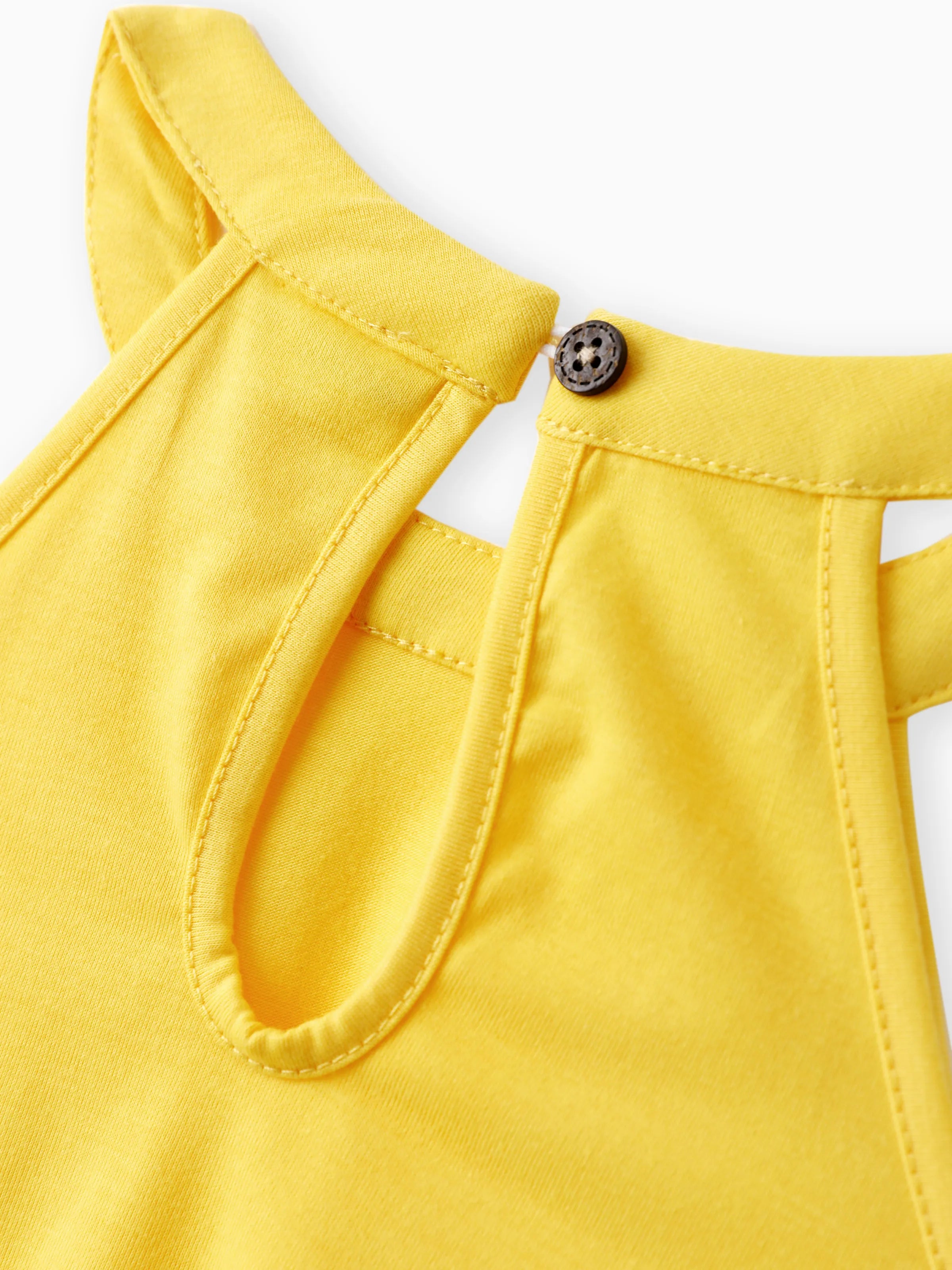 2pcs Kid Girl Yellow Halter Camisole and Bowknot Design Exotic Shorts Set Ginger-2