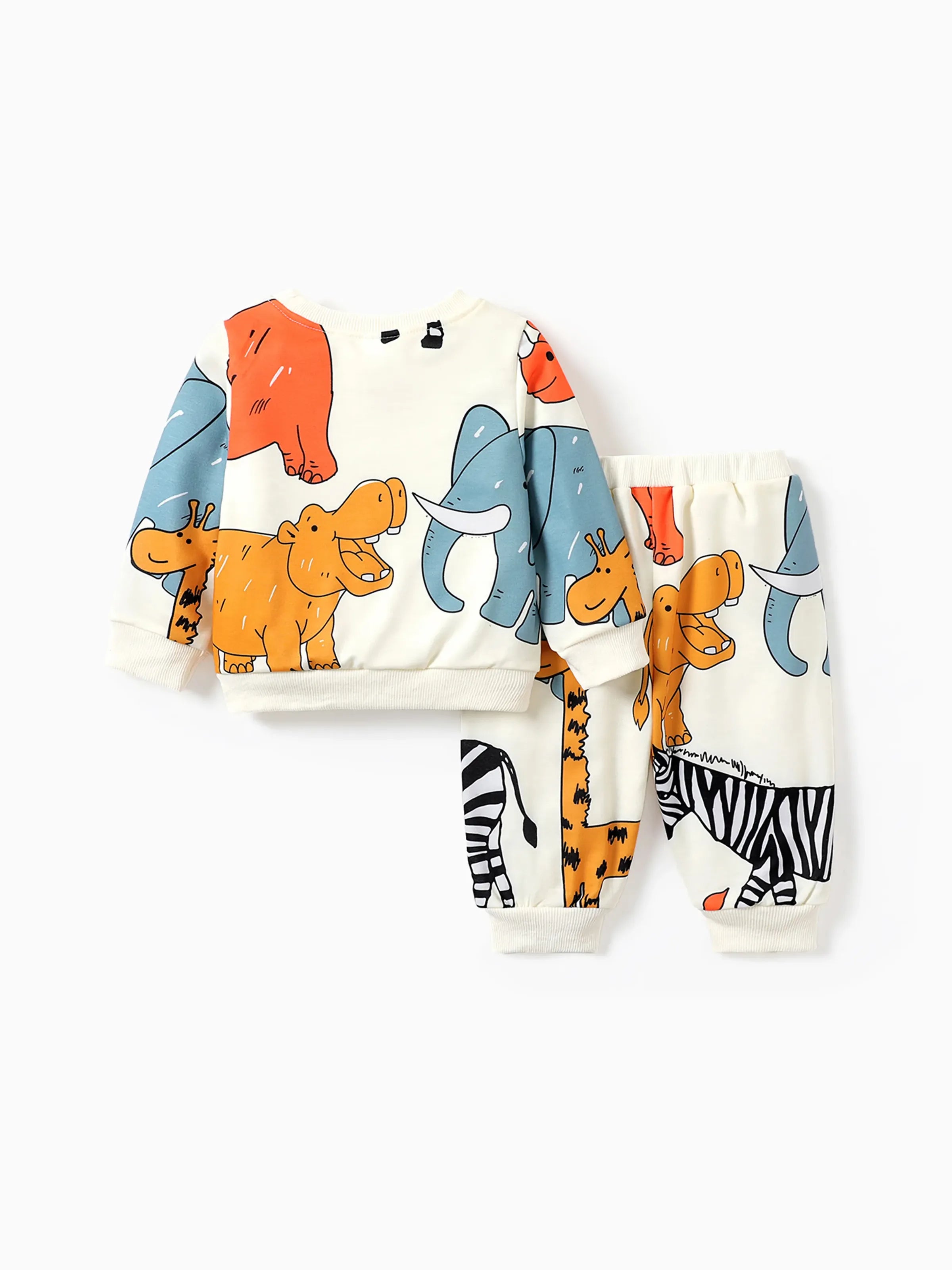 2pcs Baby Boy Animal-patterned Childlike Style Set Colorful