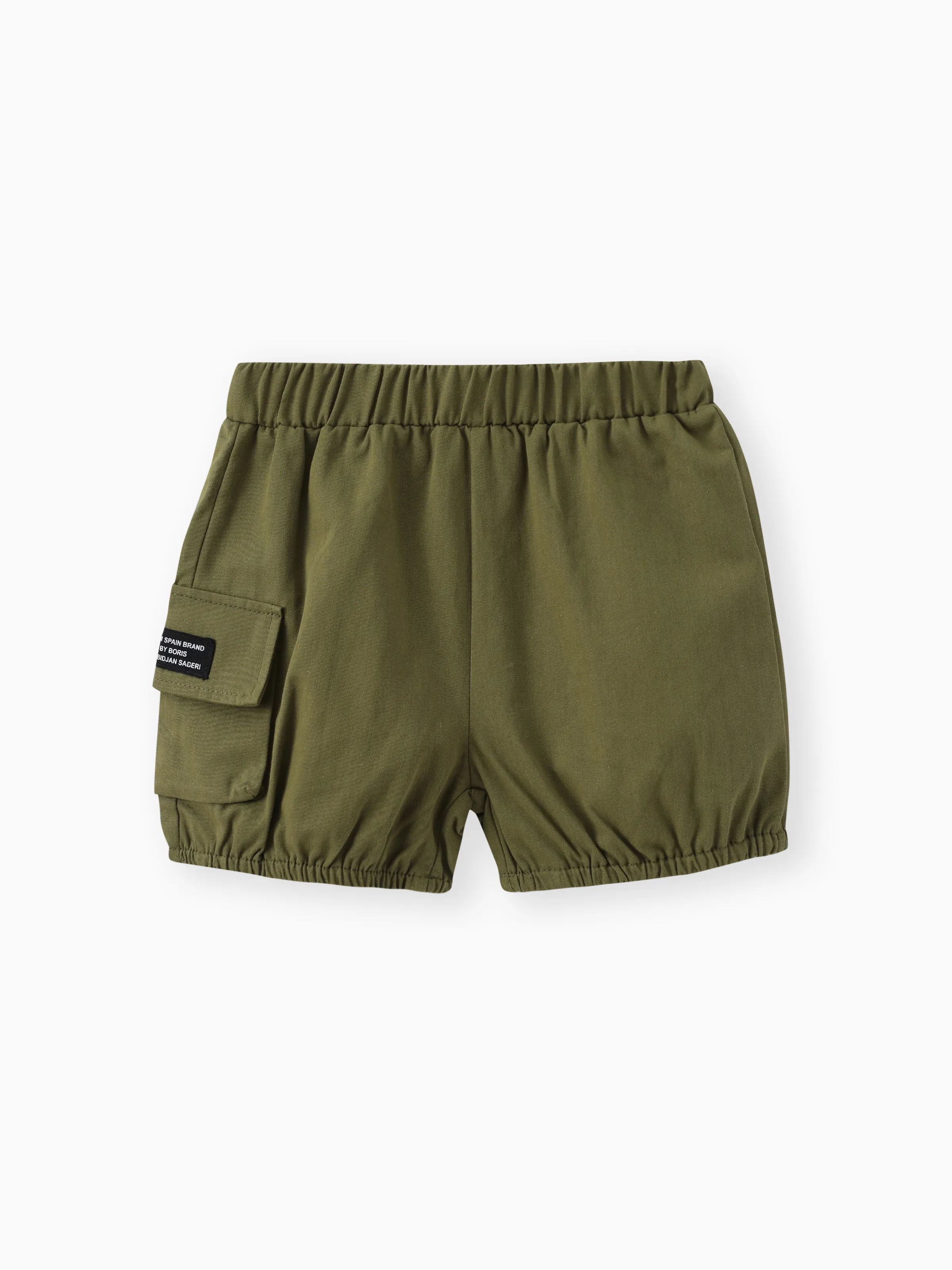 2pcs Toddler Boy Playful Dinosaur Print Tee & Cargo Shorts Set Yellow