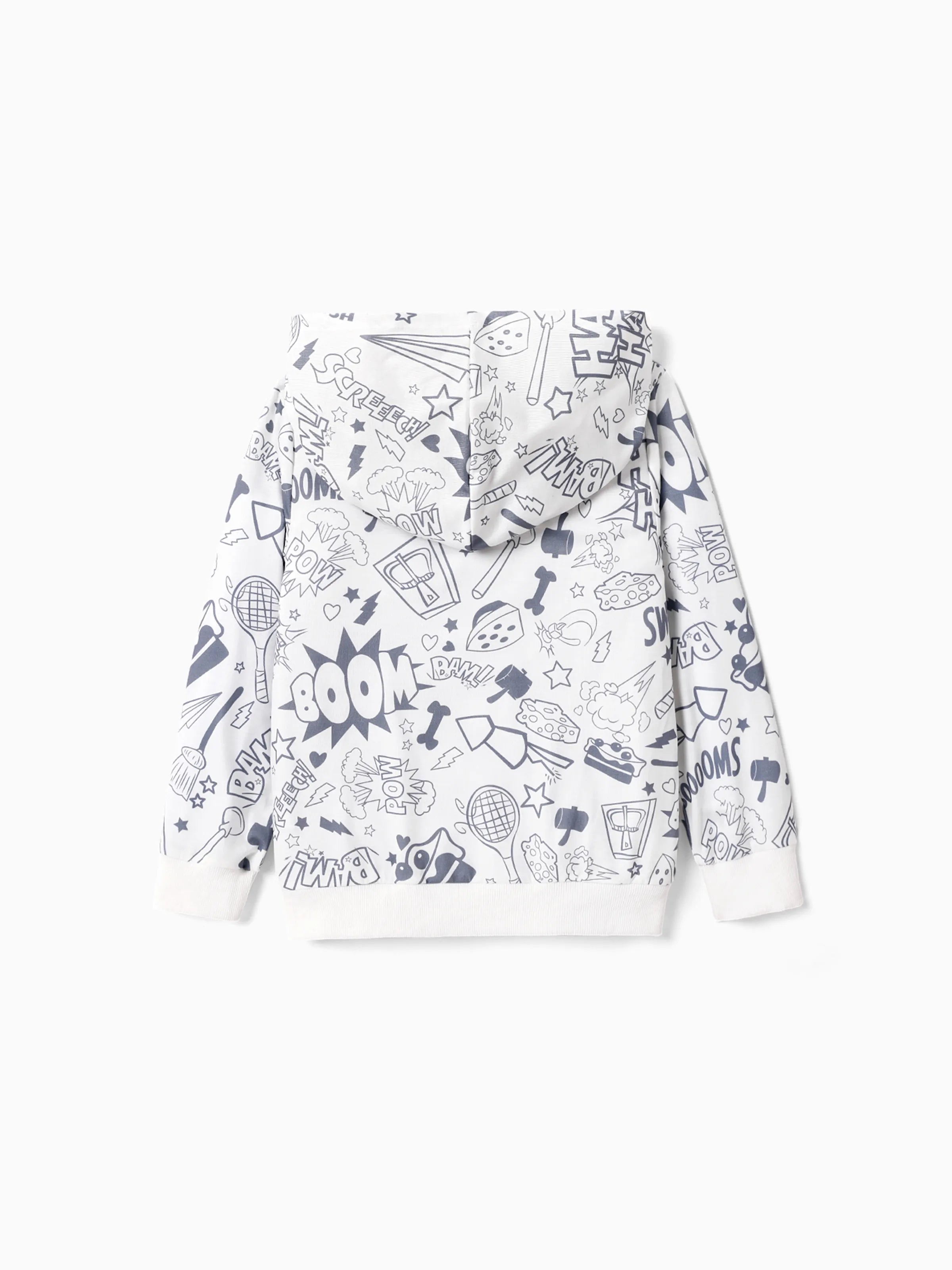 Tom and Jerry Kid Boy Character Print Hooded Sweatshirt White