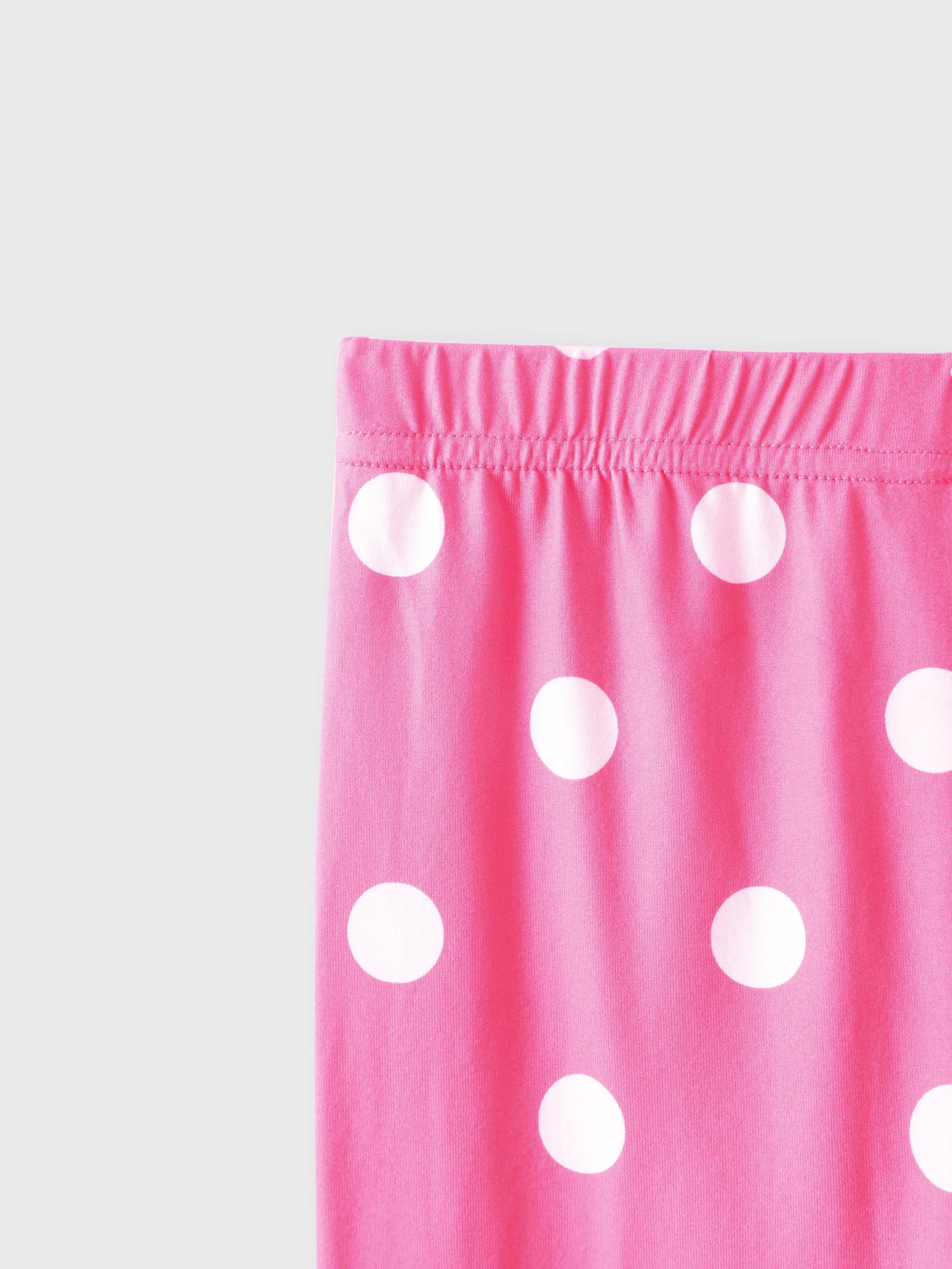 2-piece Toddler Girl Floral Print Bowknot Design Ruffled High Low Sleeveless Tee and Polka dots Pants Set Pink