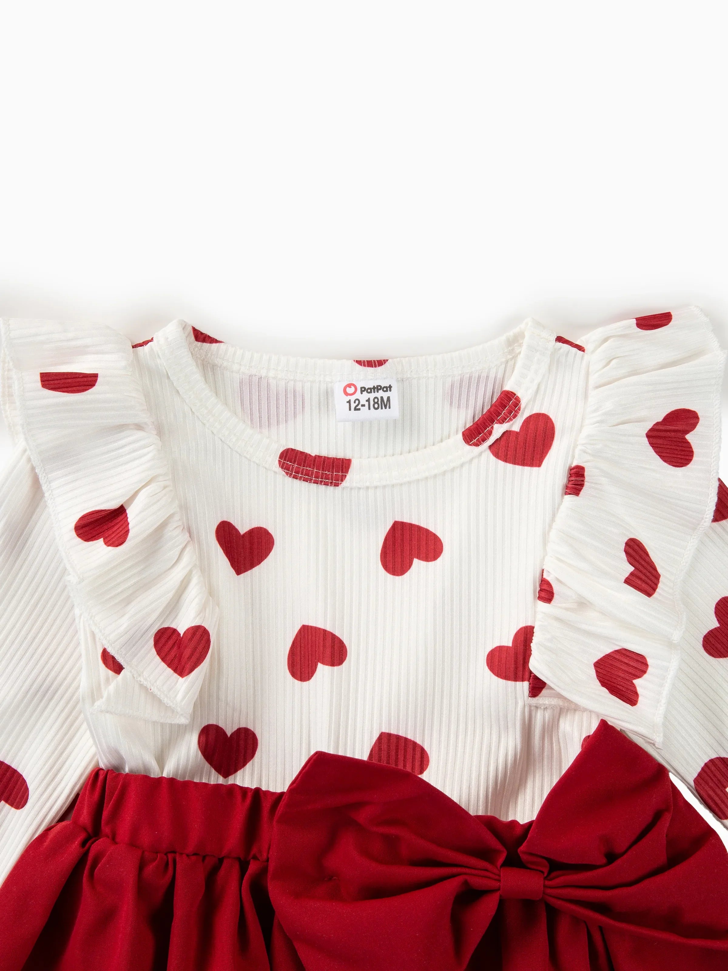 2pcs Baby Girl Heart-shaped and Bow Dress Set Red