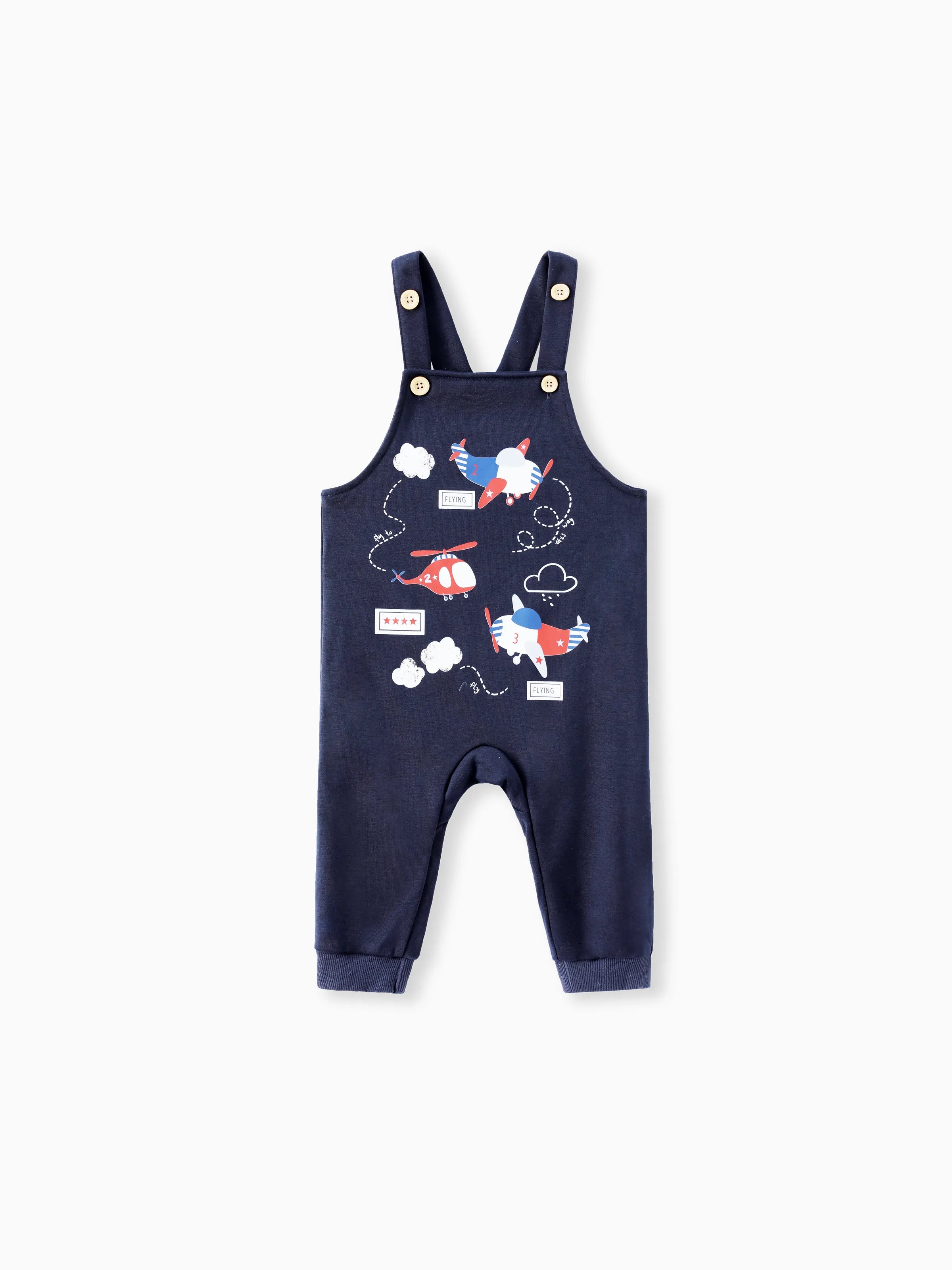 2pcs Baby Boy Airplane Pattern Hanging Strap Set Dark Blue