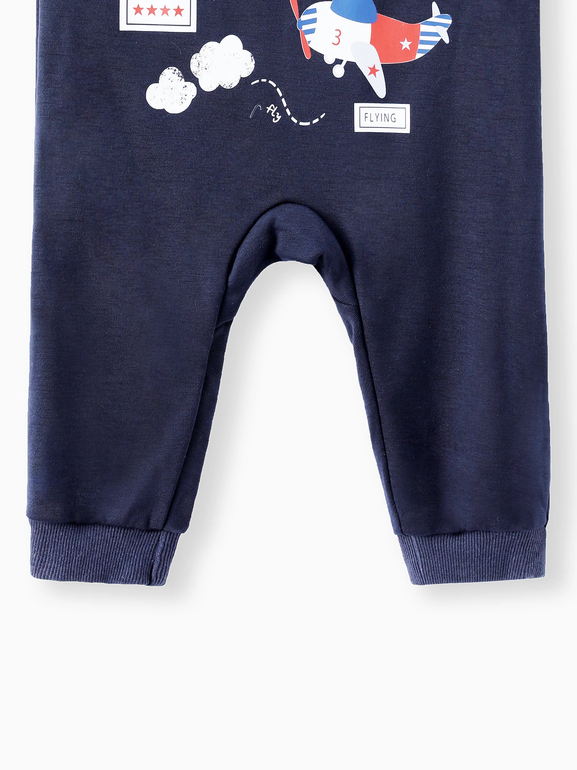 2pcs Baby Boy Airplane Pattern Hanging Strap Set Dark Blue