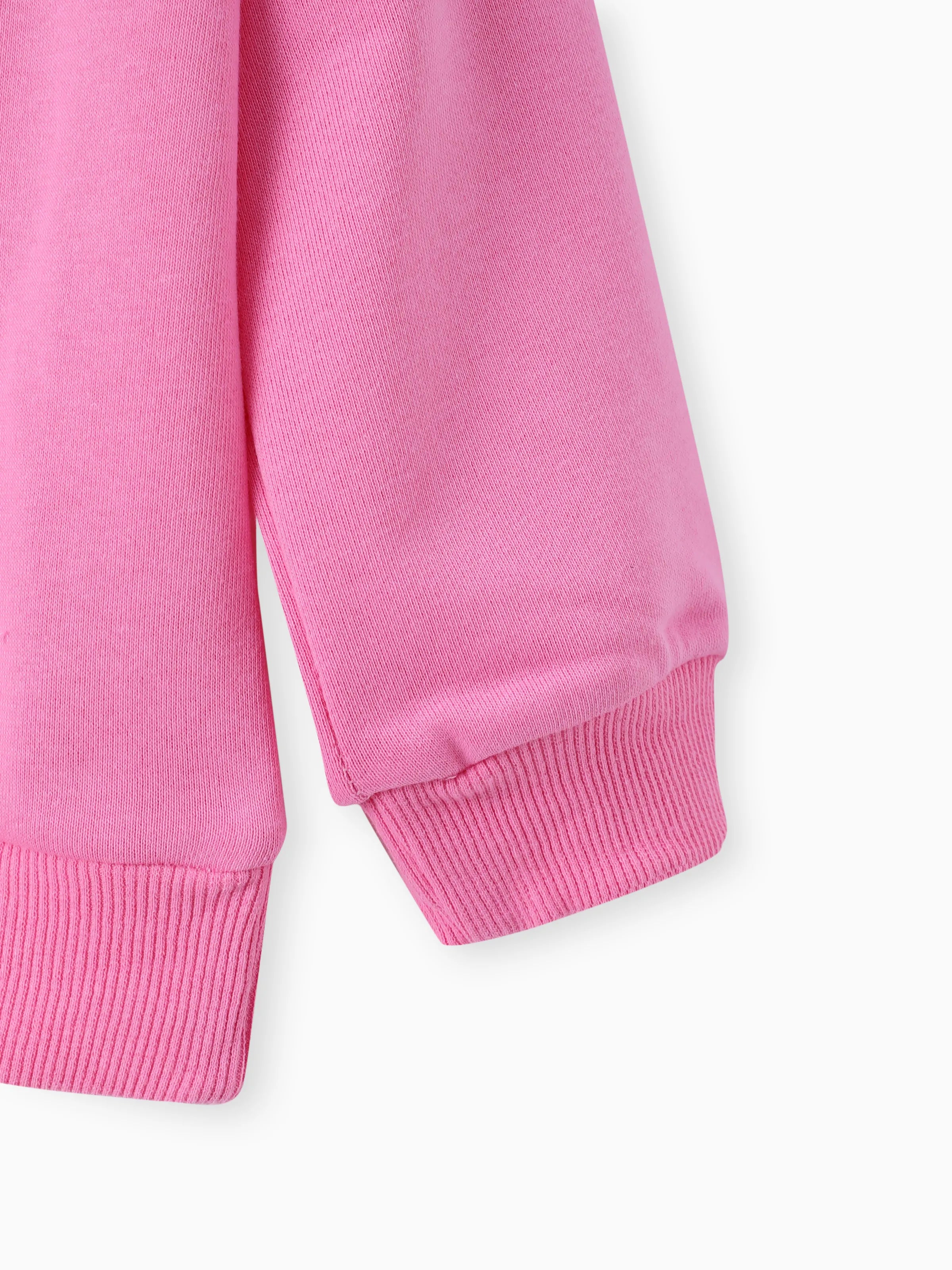 3PCS Toddler Girl Childlike Cat Pattern Distressed Patchwork Denim Jean set Pink