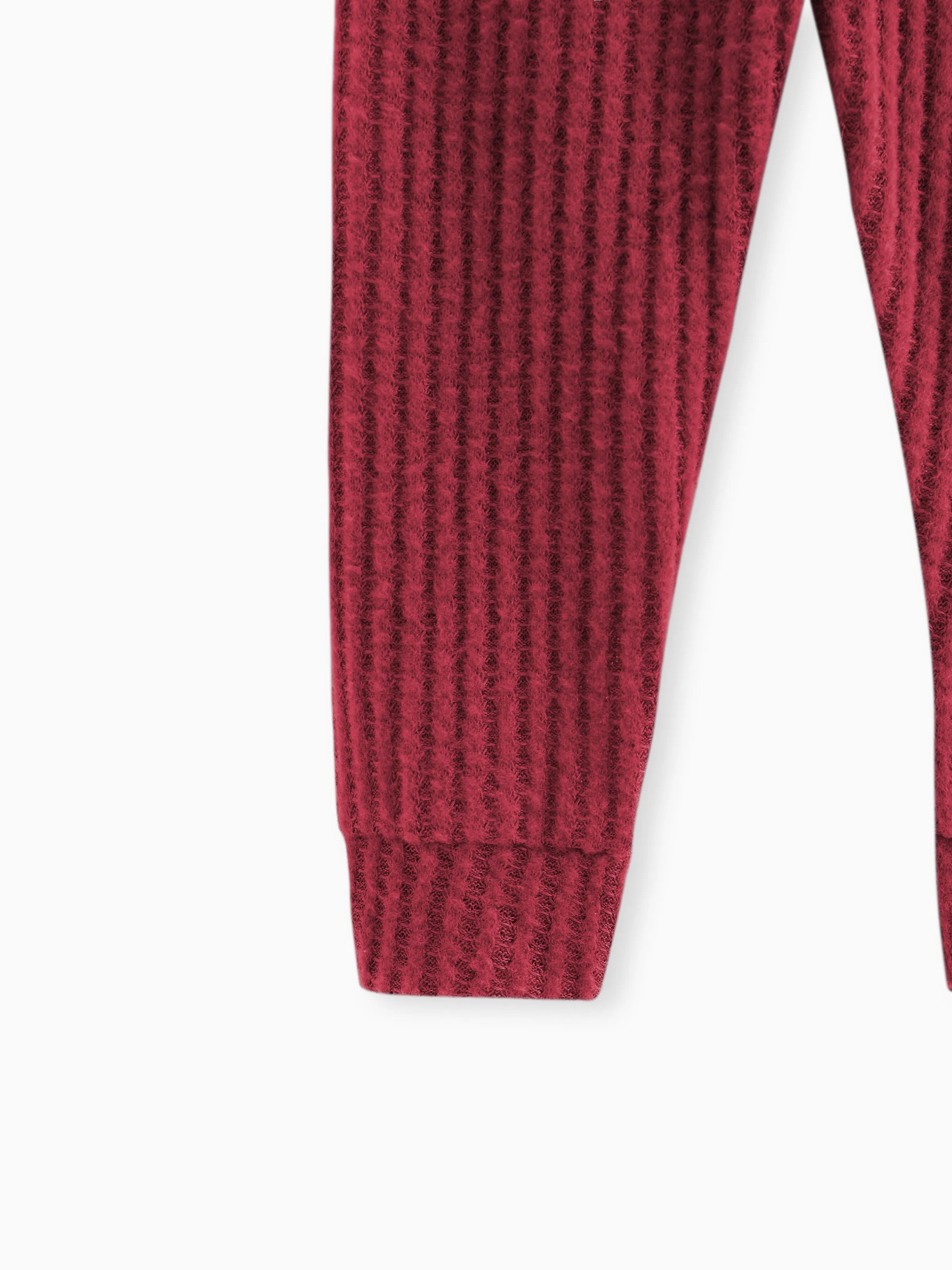2pcs Solid Waffle Long-sleeve Baby Set Burgundy