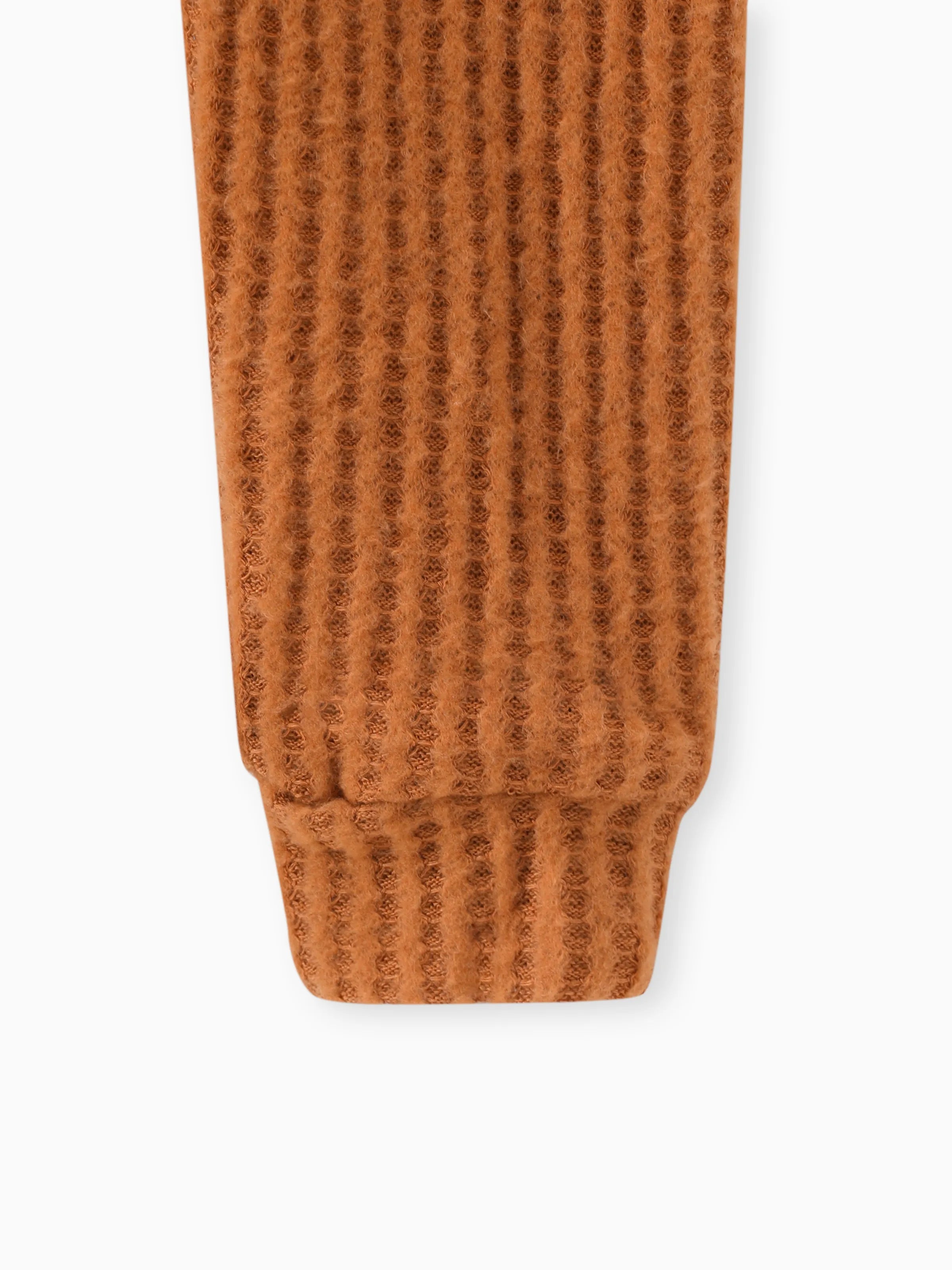 2pcs Solid Waffle Long-sleeve Baby Set Brown