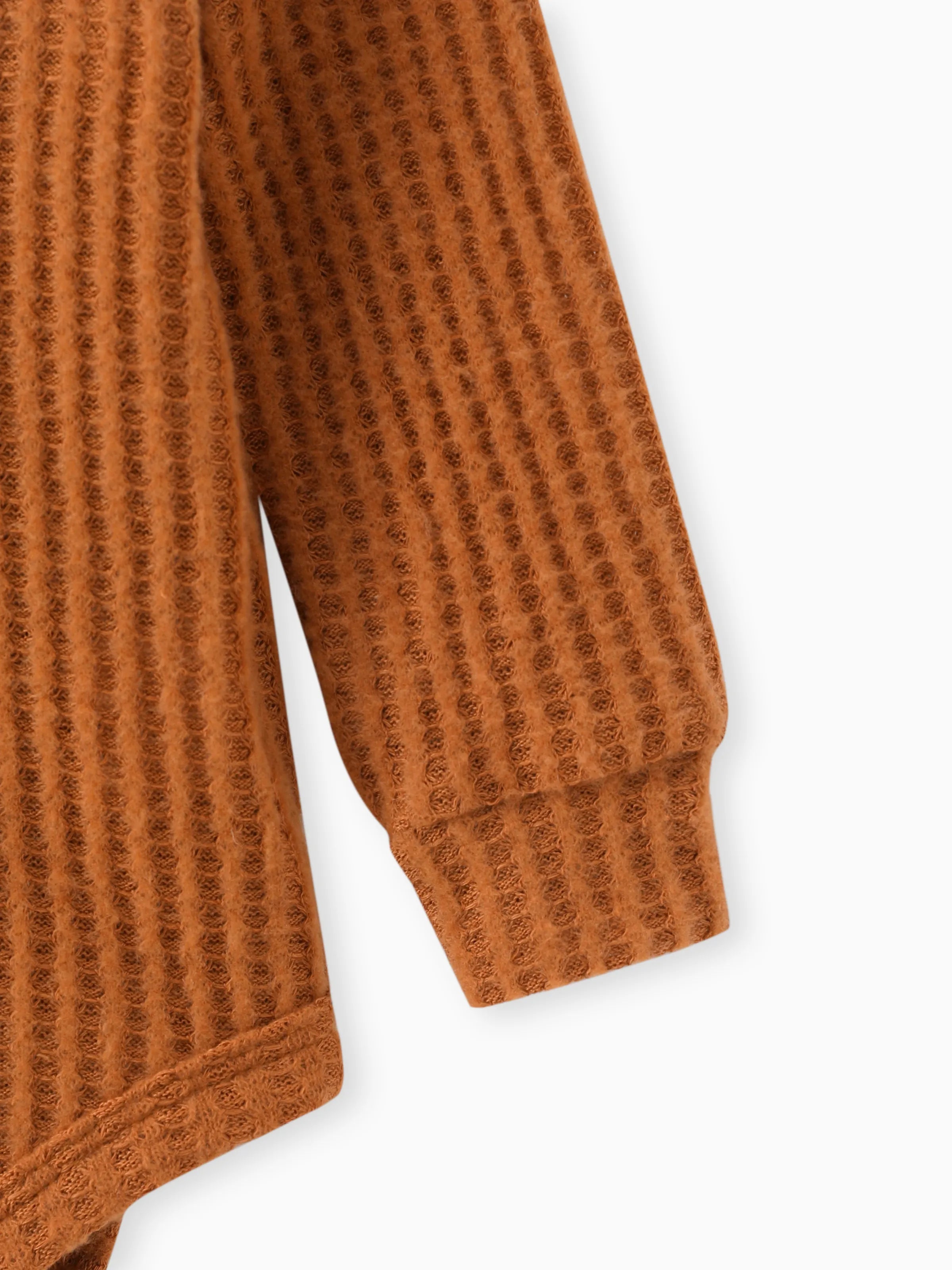 2pcs Solid Waffle Long-sleeve Baby Set Brown