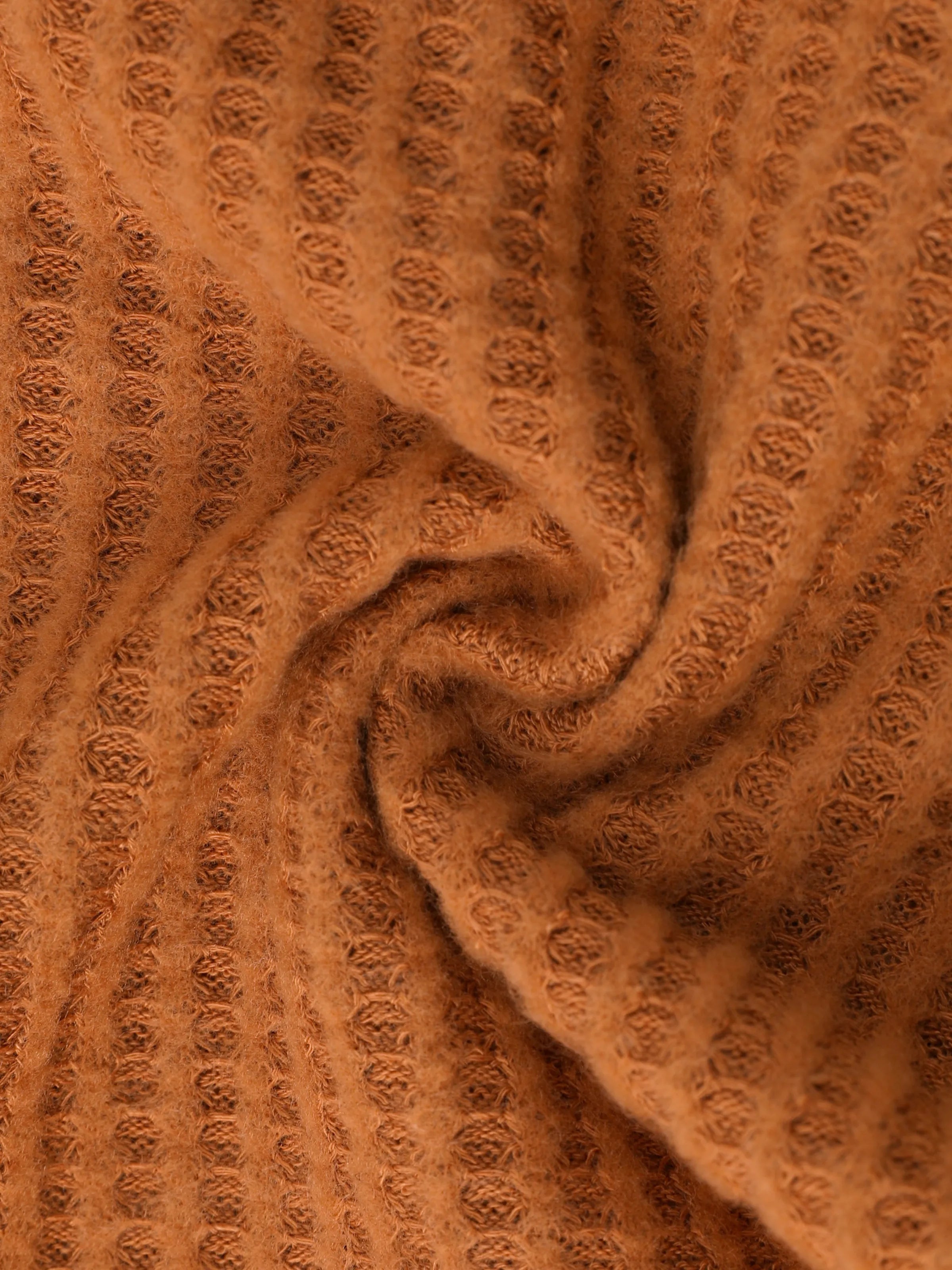 2pcs Solid Waffle Long-sleeve Baby Set Brown