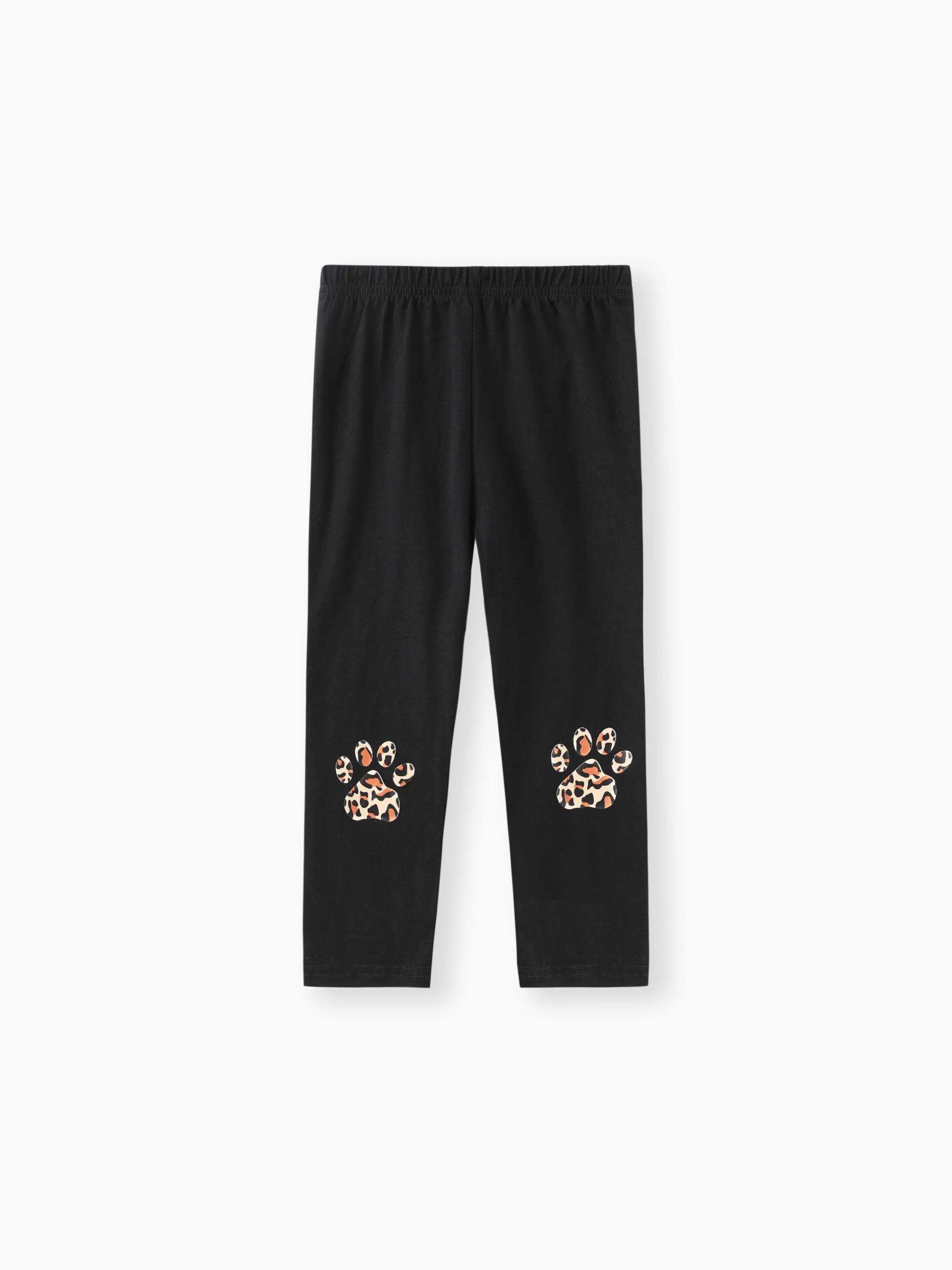 2-piece Toddler Girl Cat Print Pullover Sweatshirt and Leopard Print Pants Set Grey