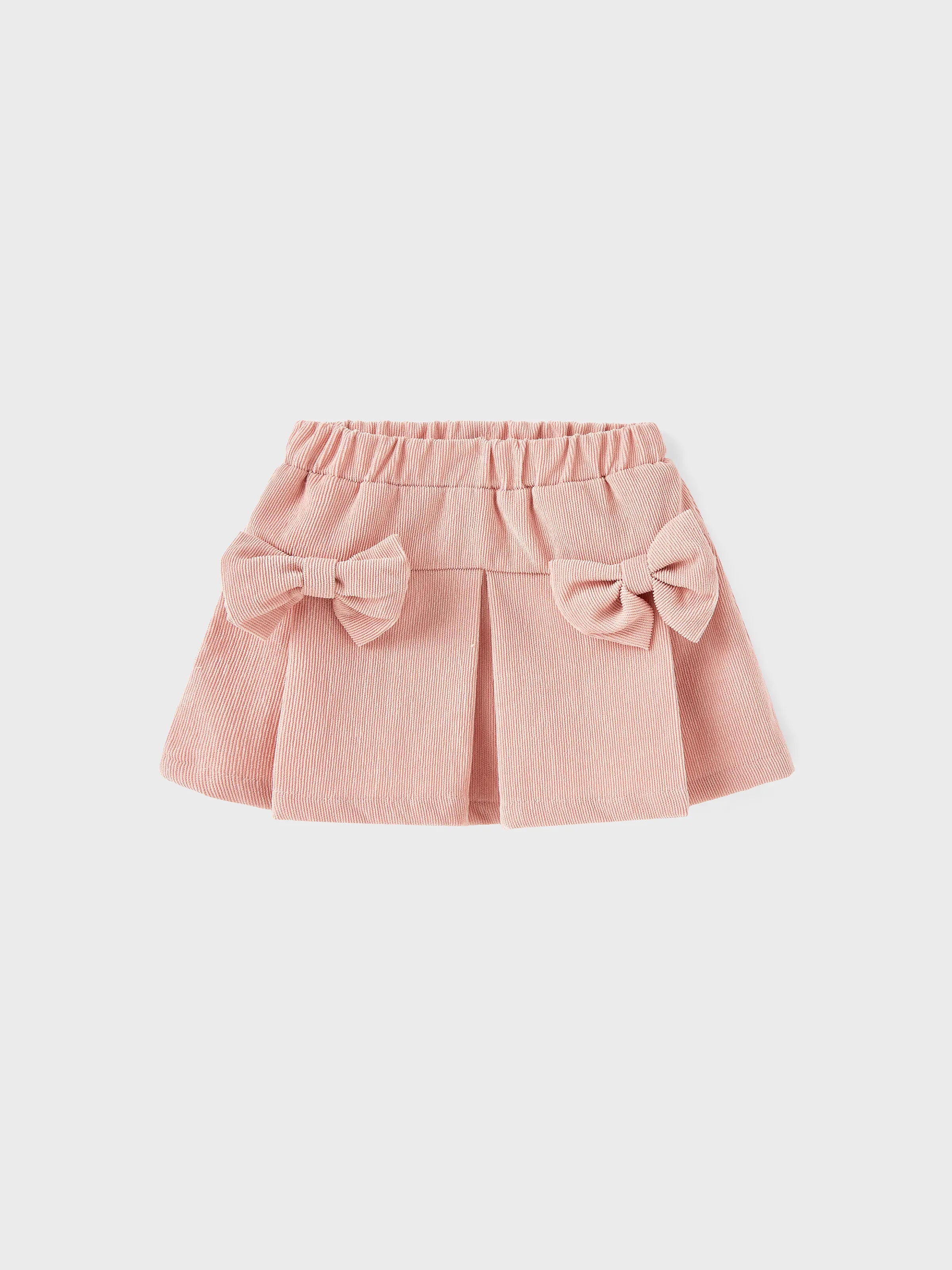 3pcs Baby Girl 95% Cotton Ribbed Ruffle Short-sleeve Tee and Bow Front Skirt & Headband Set Pink