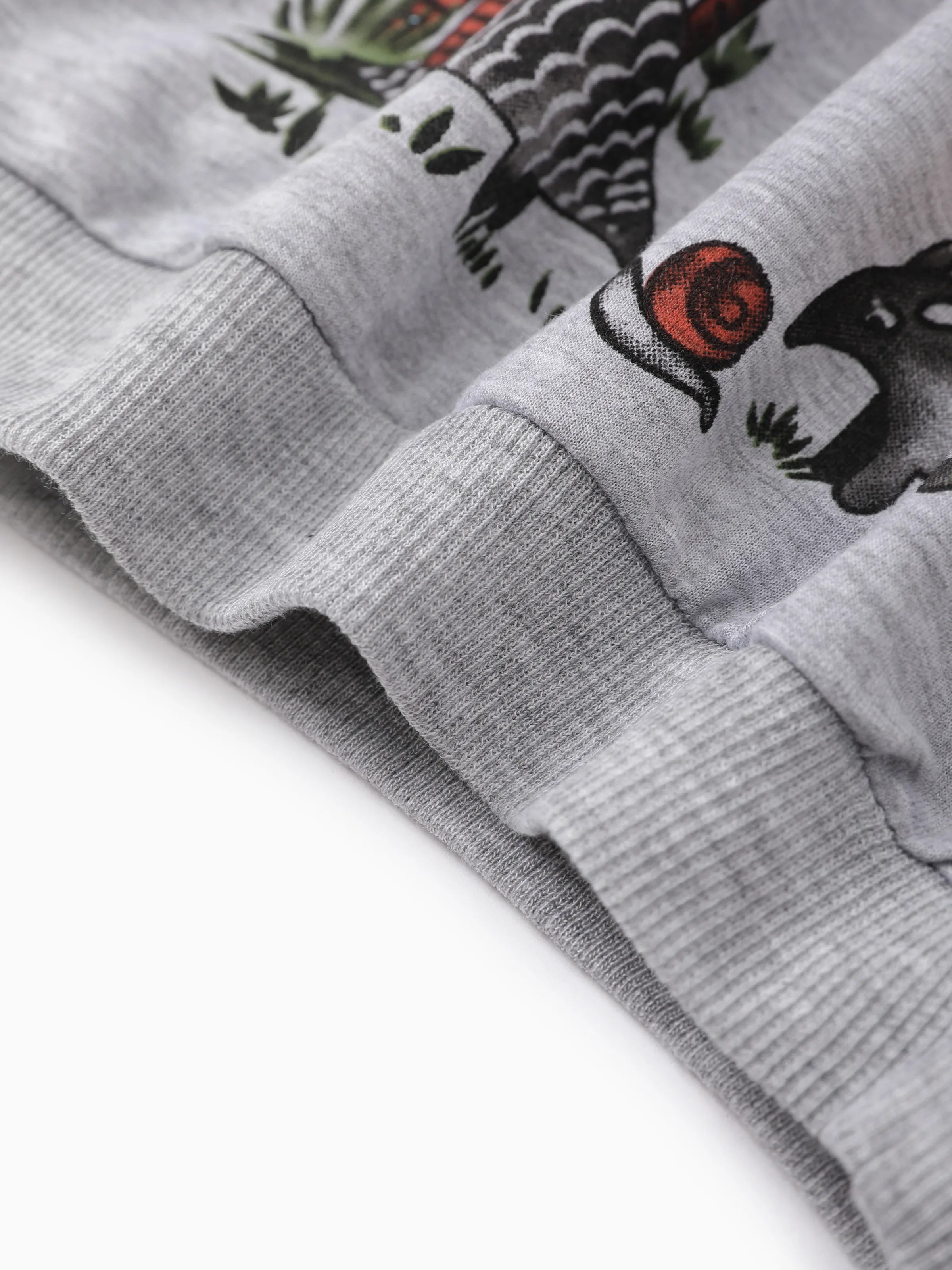 2pcs Toddler Boy Animal Pattern Patch Pocket Set Grey