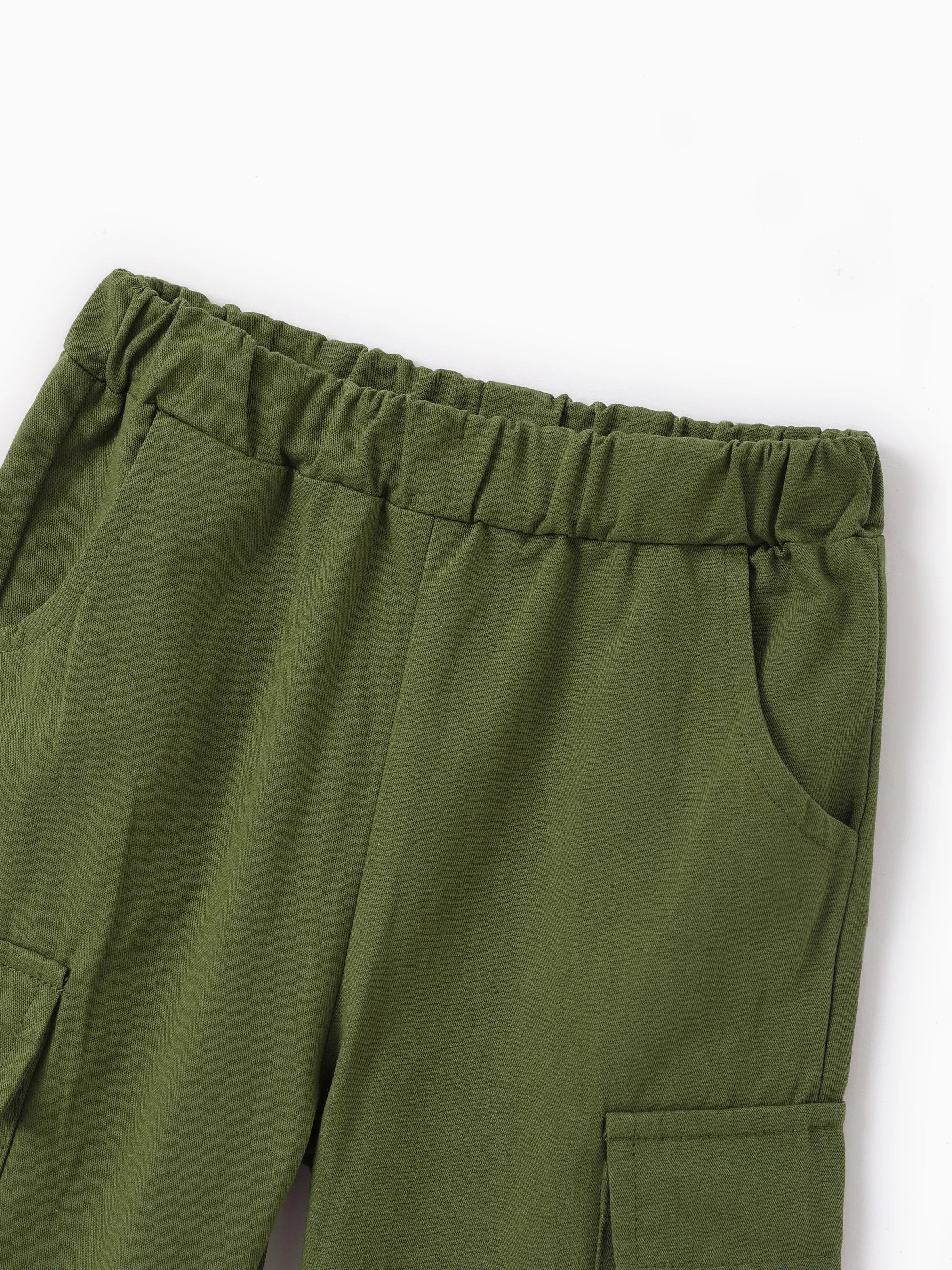 2pcs Toddler Boy Animal Pattern Patch Pocket Set Grey