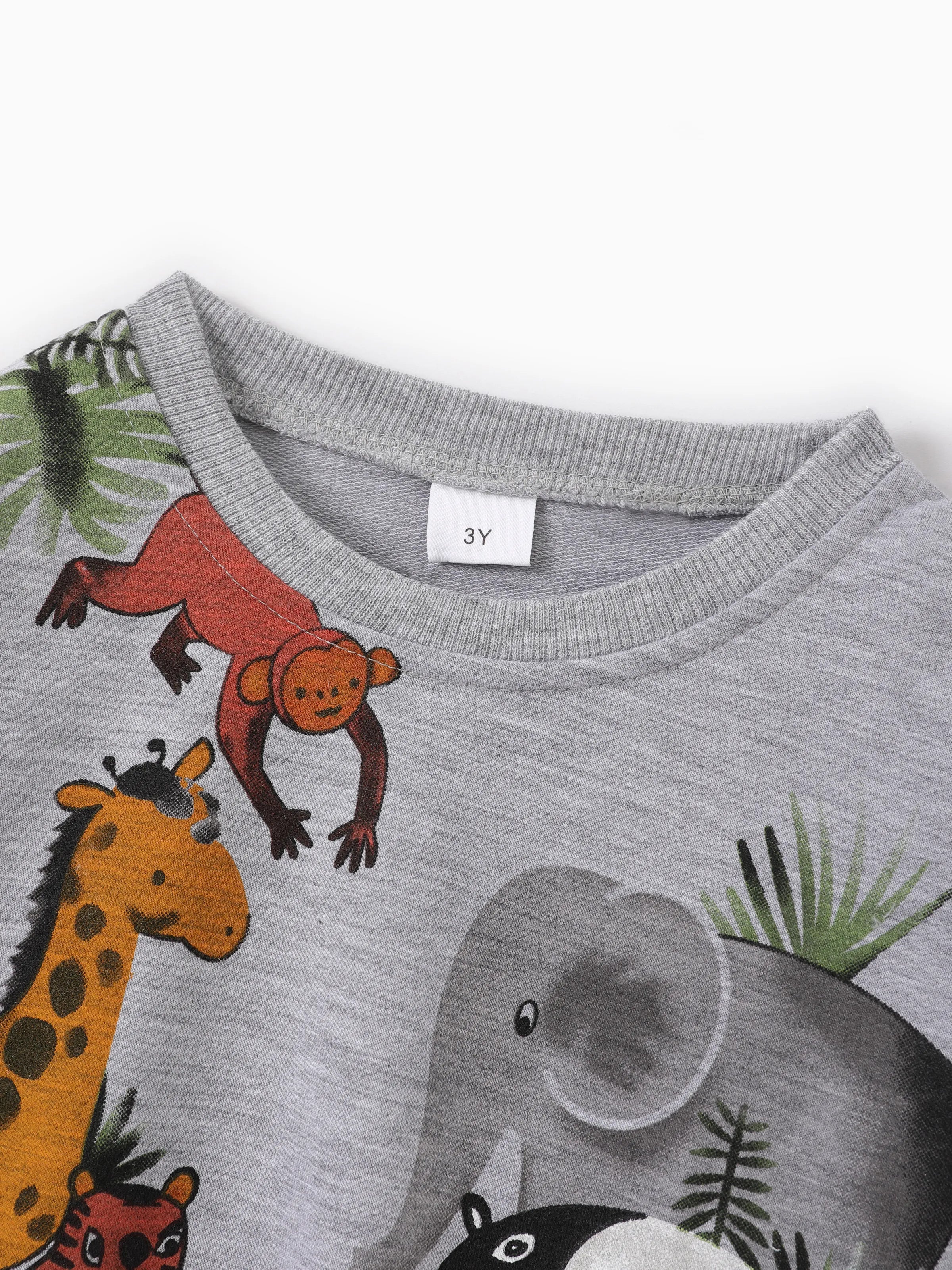 2pcs Toddler Boy Animal Pattern Patch Pocket Set Grey
