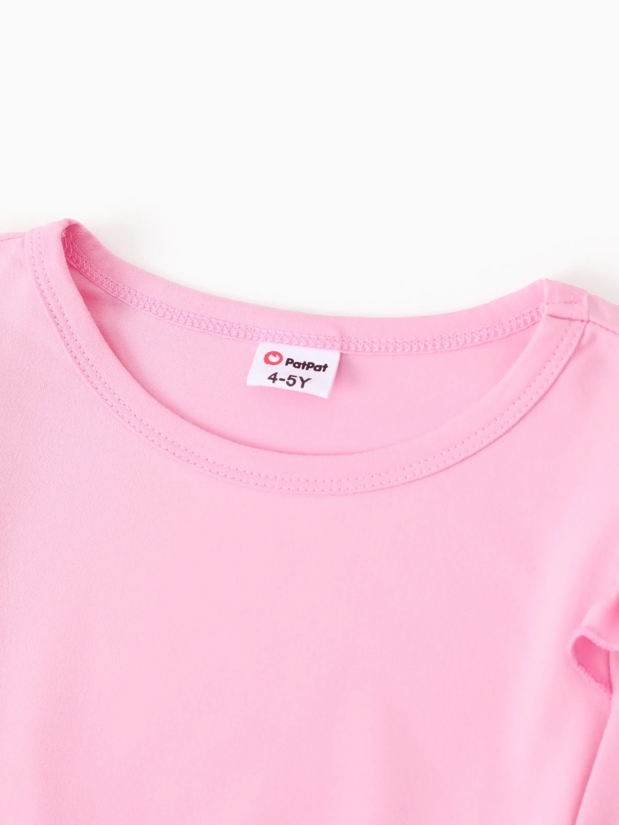 2-piece Kid Girl Bowknot Ruffled Long-sleeves Tee and Flower Allover Print Pants Pink