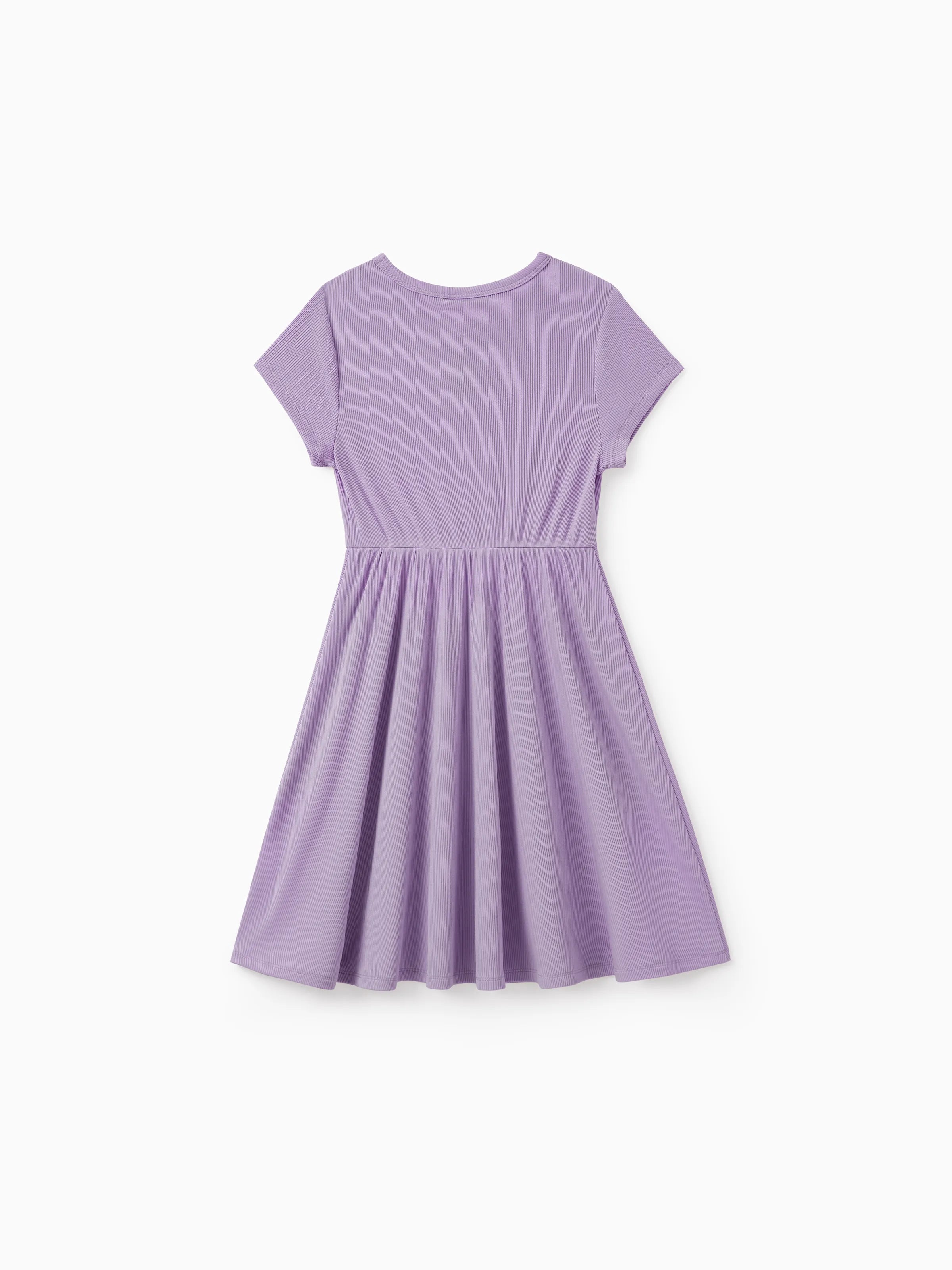 2-Pack Toddler/Kid Girl Printed & Solid Causal Dress Purple