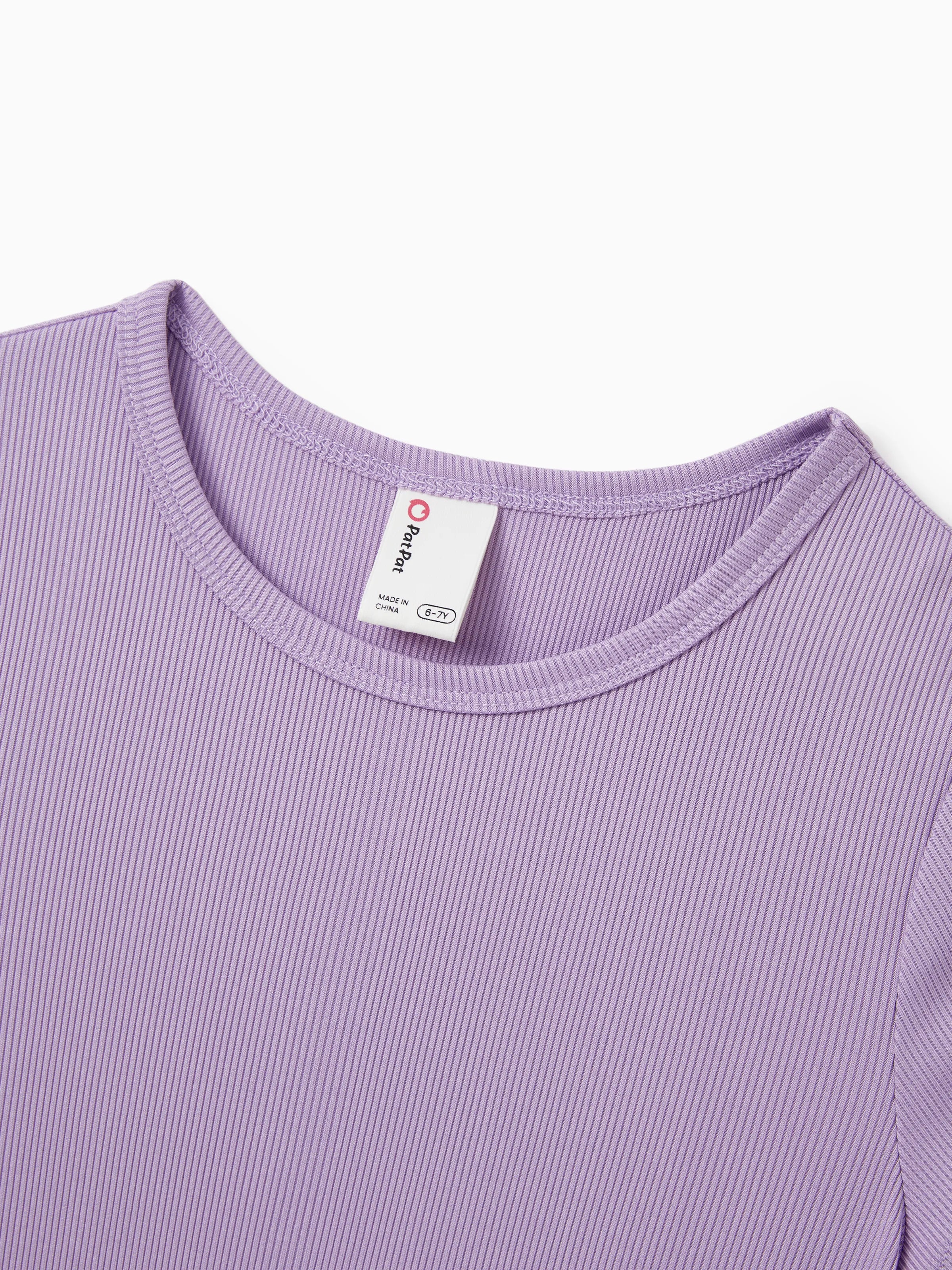 2-Pack Toddler/Kid Girl Printed & Solid Causal Dress Purple