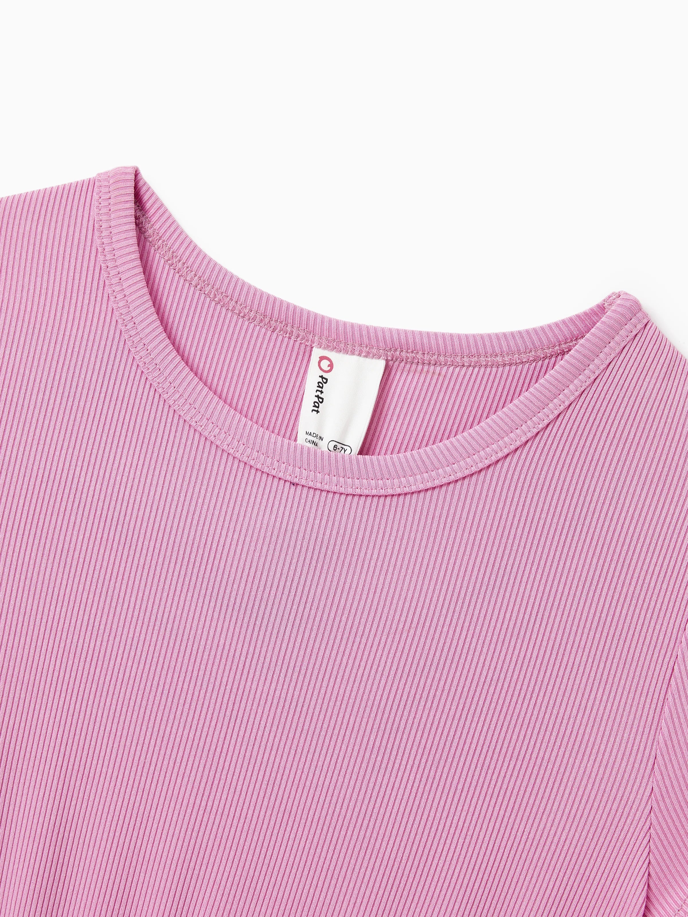 2-Pack Toddler/Kid Girl Printed & Solid Causal Dress Pink