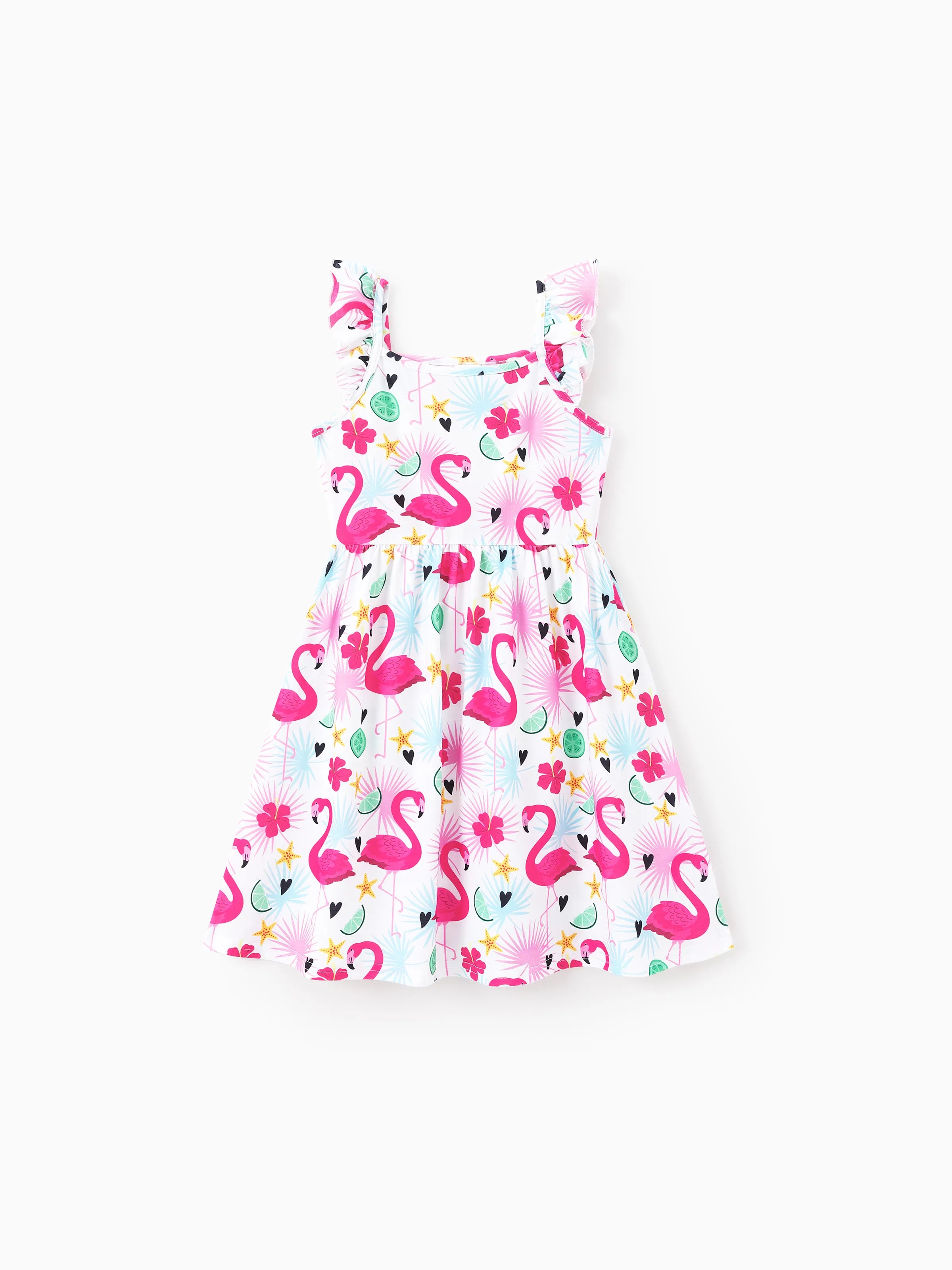 3-Pack Toddler/Kid Girl Childlike Flutter-sleeve Dresses Hot Pink