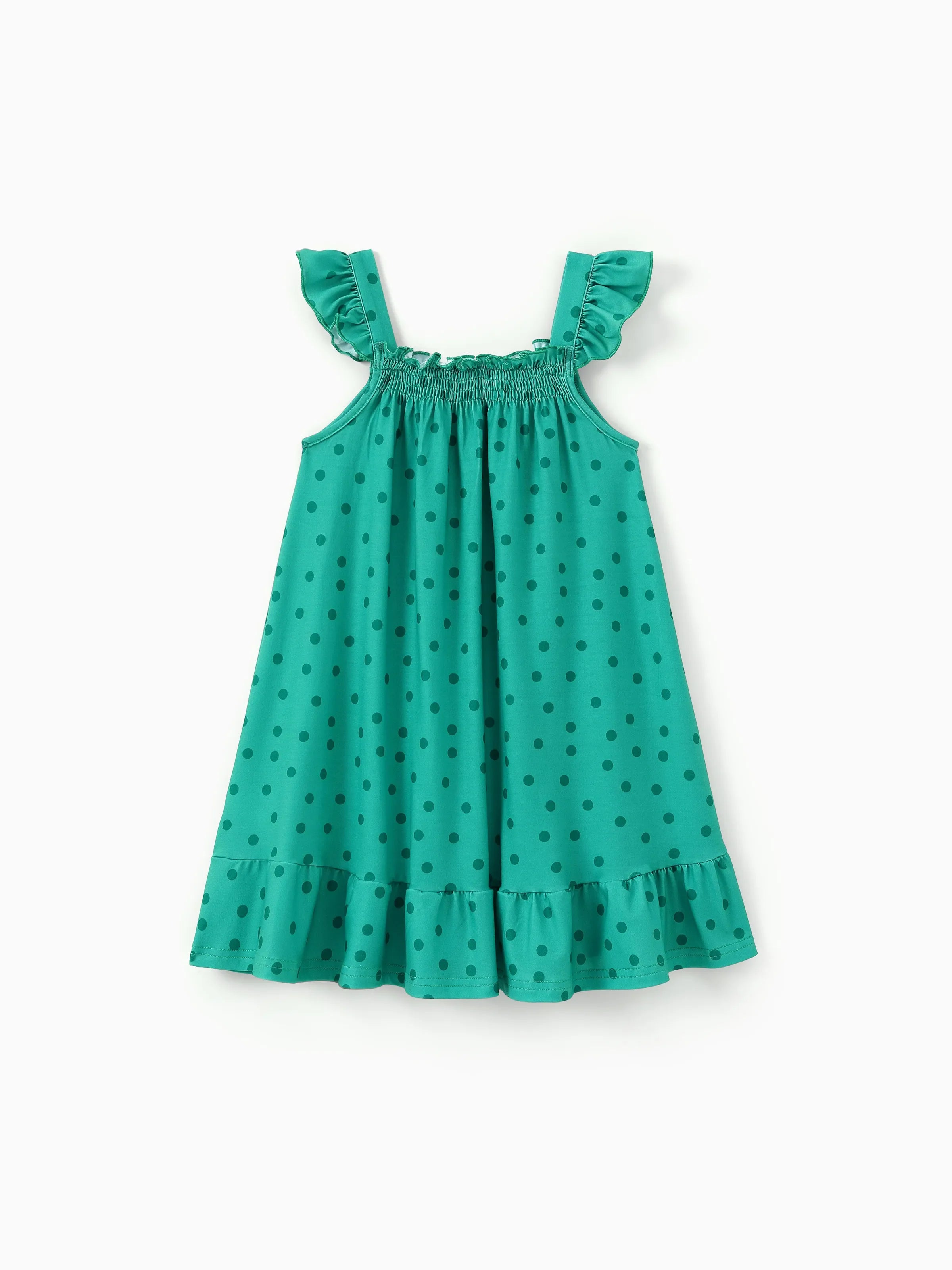 3-Pack Toddler/Kid Girl Childlike Flutter-sleeve Dresses Light Green